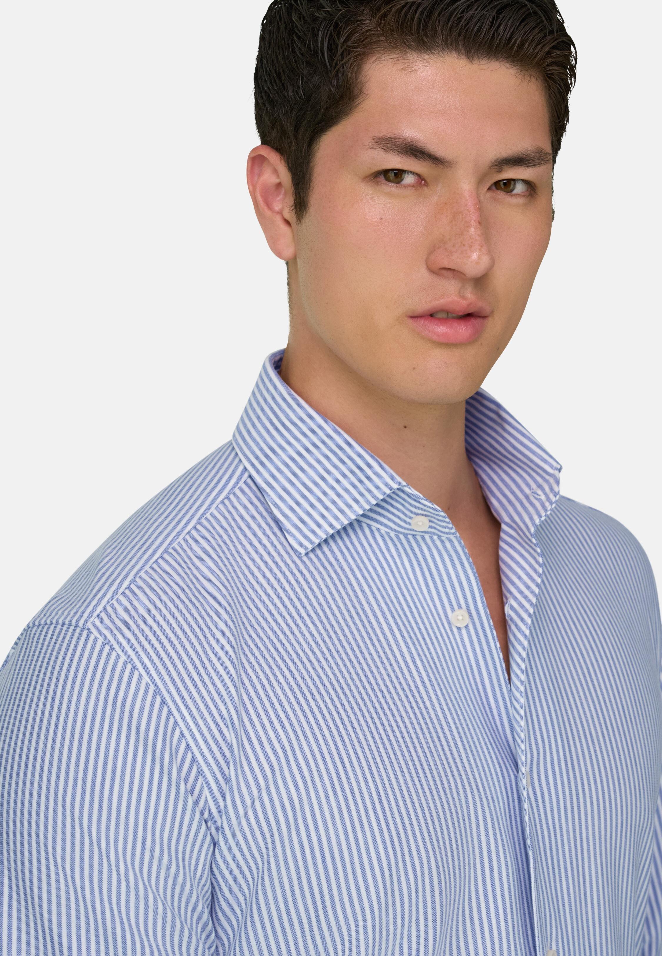 Collar Polo Shirt in Striped Jersey Bowling, Light Blue, Light Blue, large image number 2