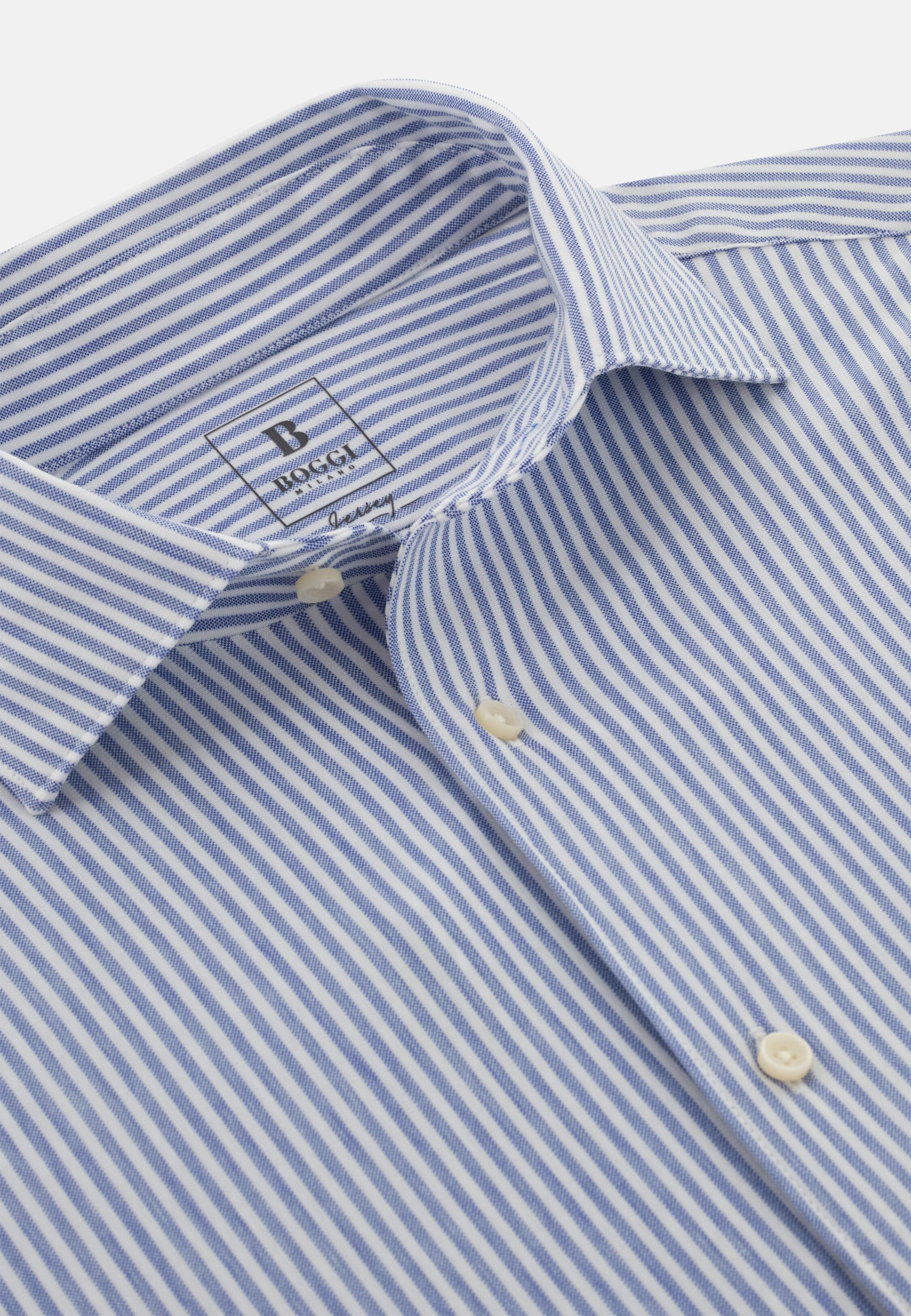 Collar Polo Shirt in Striped Jersey Bowling, Light Blue, Light Blue, large image number 3