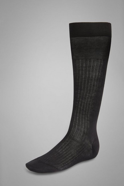 Boggi Milano - Grey Ribbed Cotton Socks