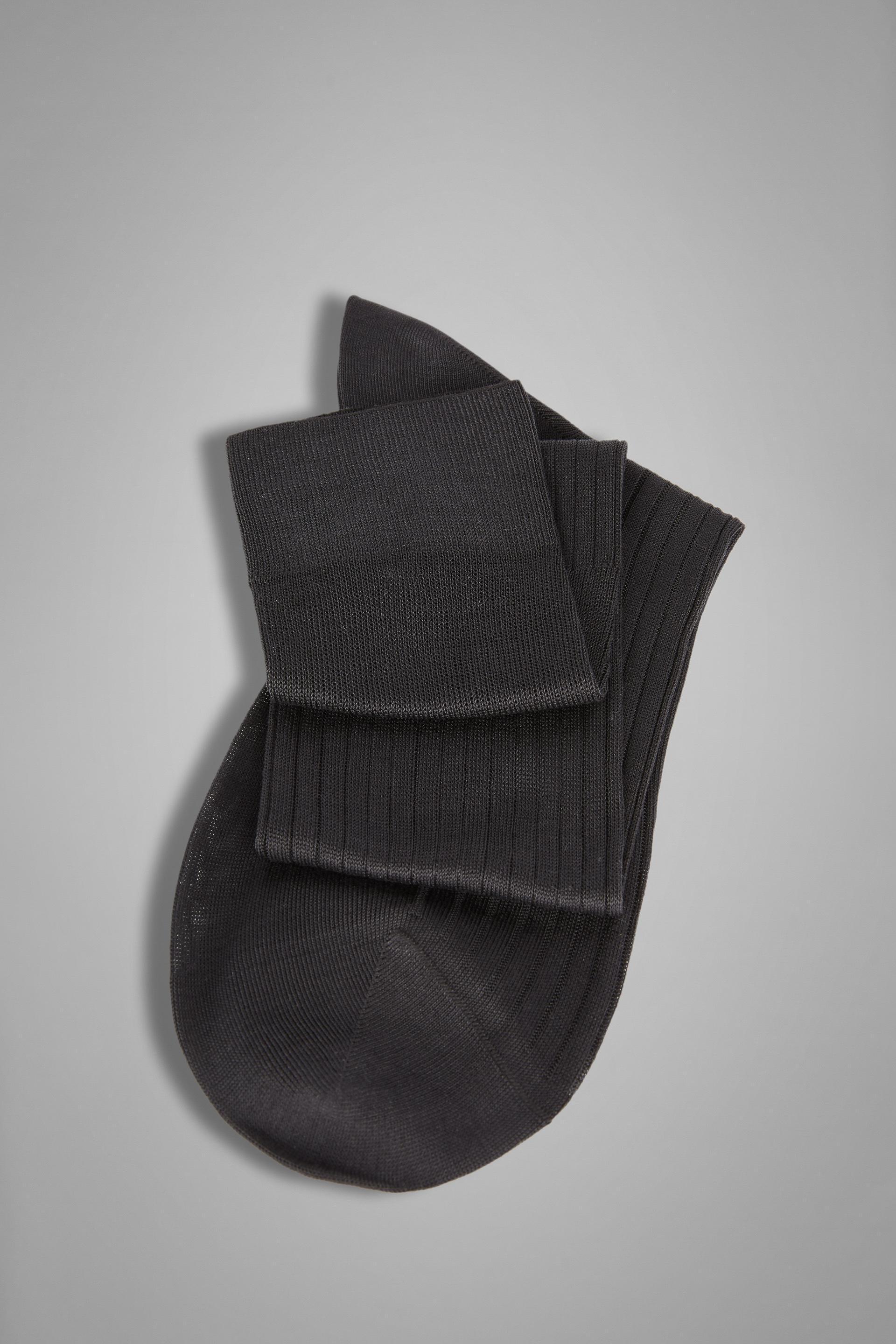 Grey Ribbed Cotton Socks, , large image number 1