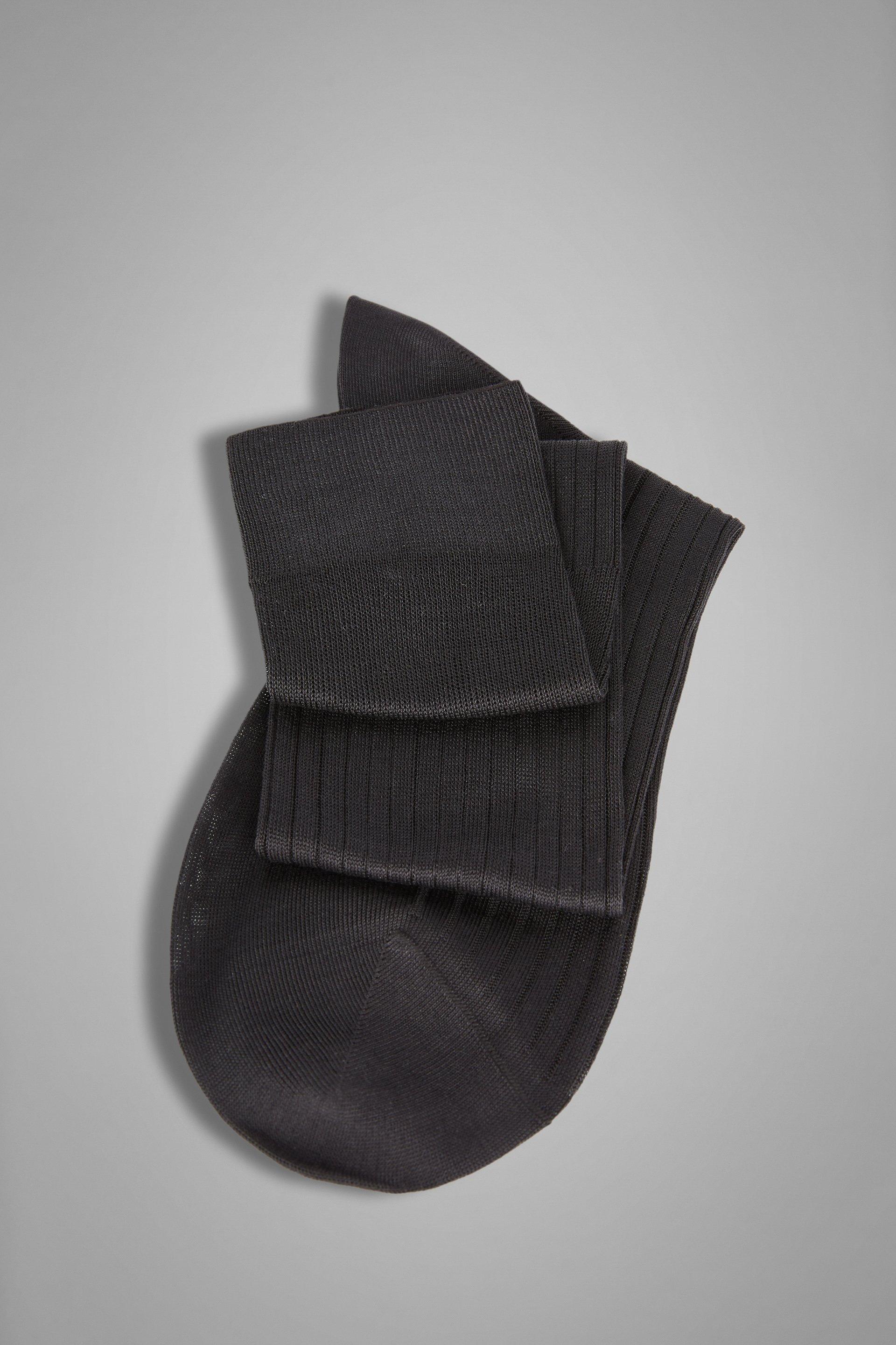 Grey Ribbed Cotton Socks, , large image number 2