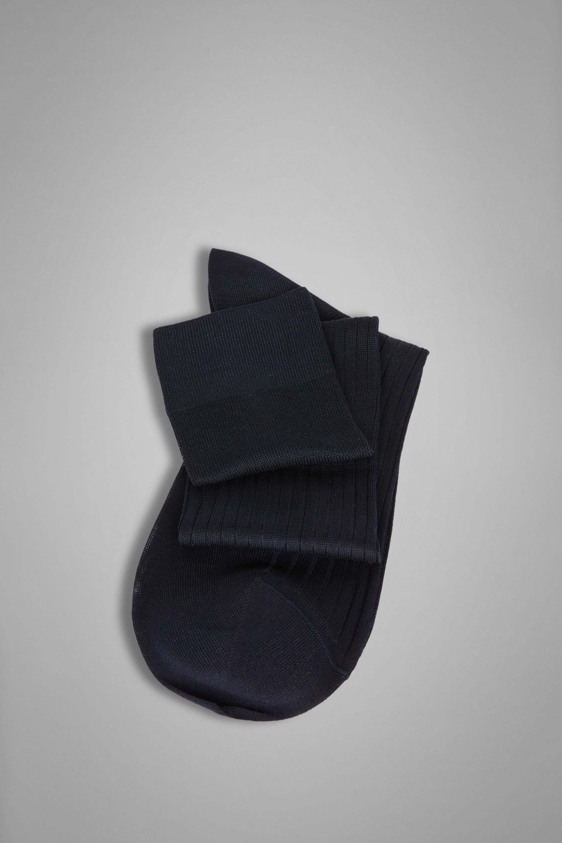 Blue Ribbed Cotton Socks, , large image number 1