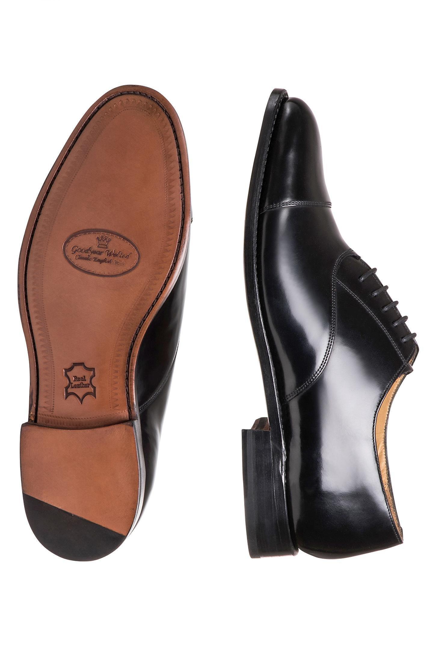 Black Shiny Goodyear Construction Classic Leather Shoe, , large image number 2