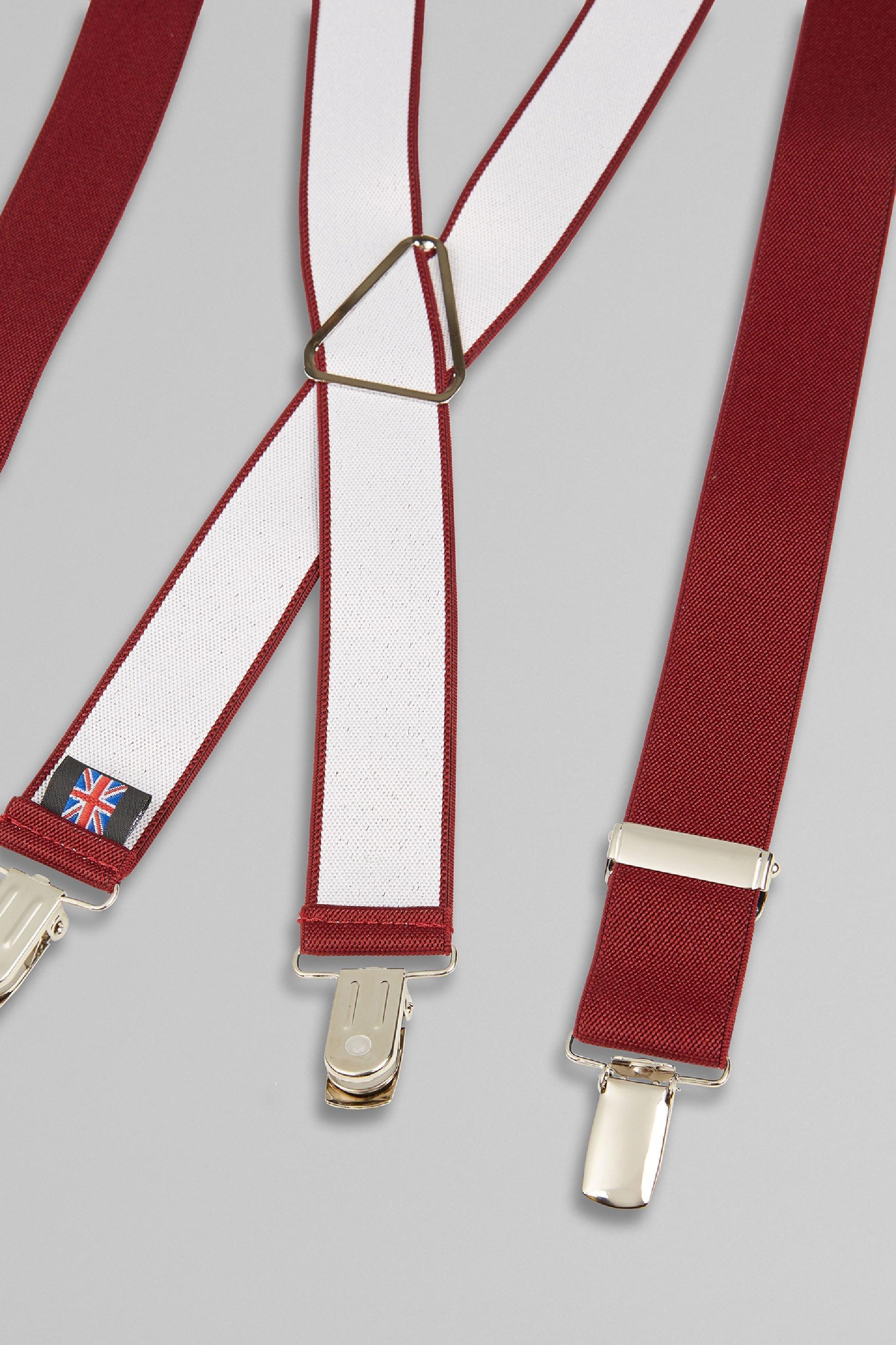 Burgundy Elasticated Braces, Burgundy, large image number 1