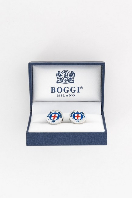 Boggi Milano - Blue Circular Logo Crest Cufflinks