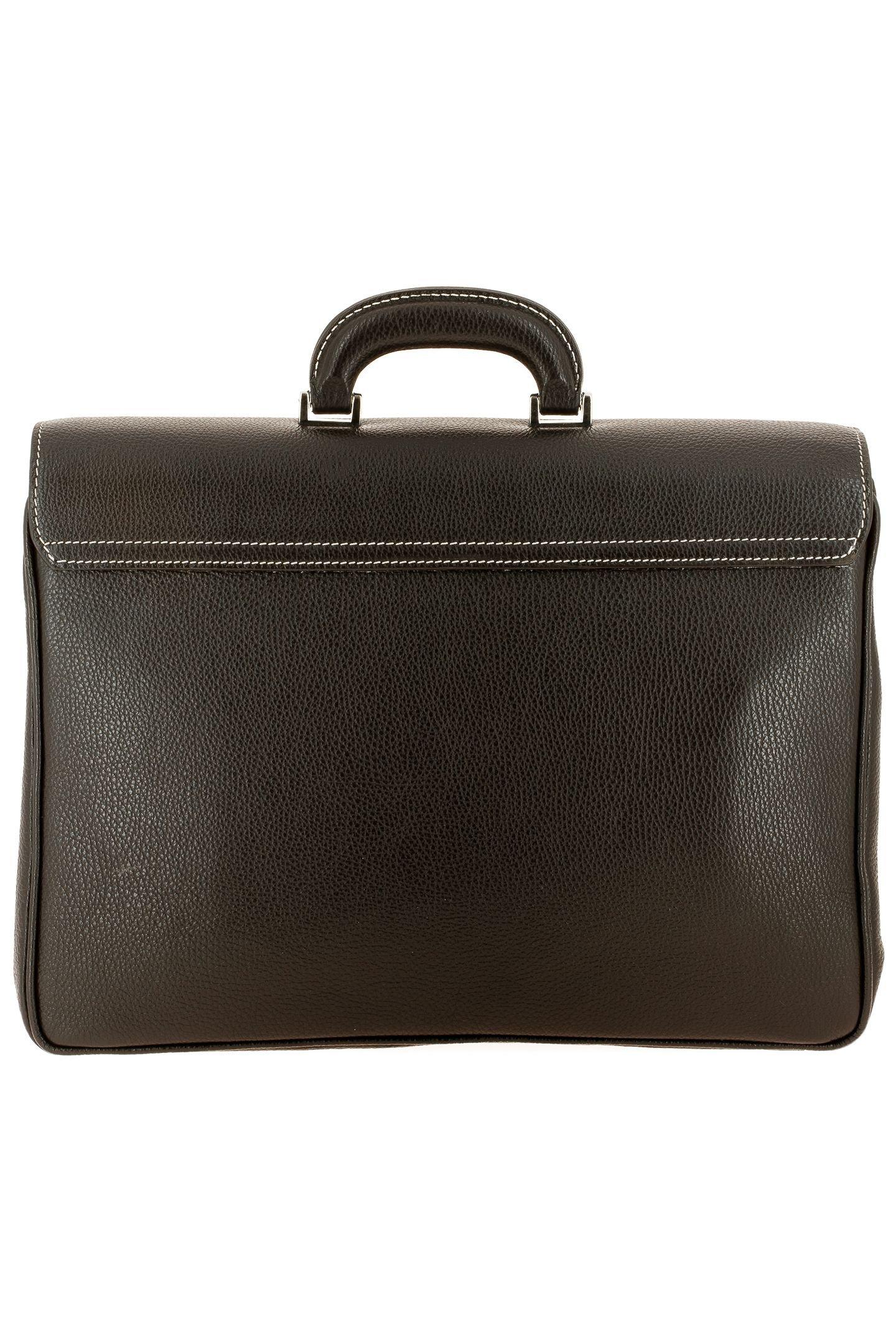 Brown Leather Briefcase, Dark brown, large image number 1