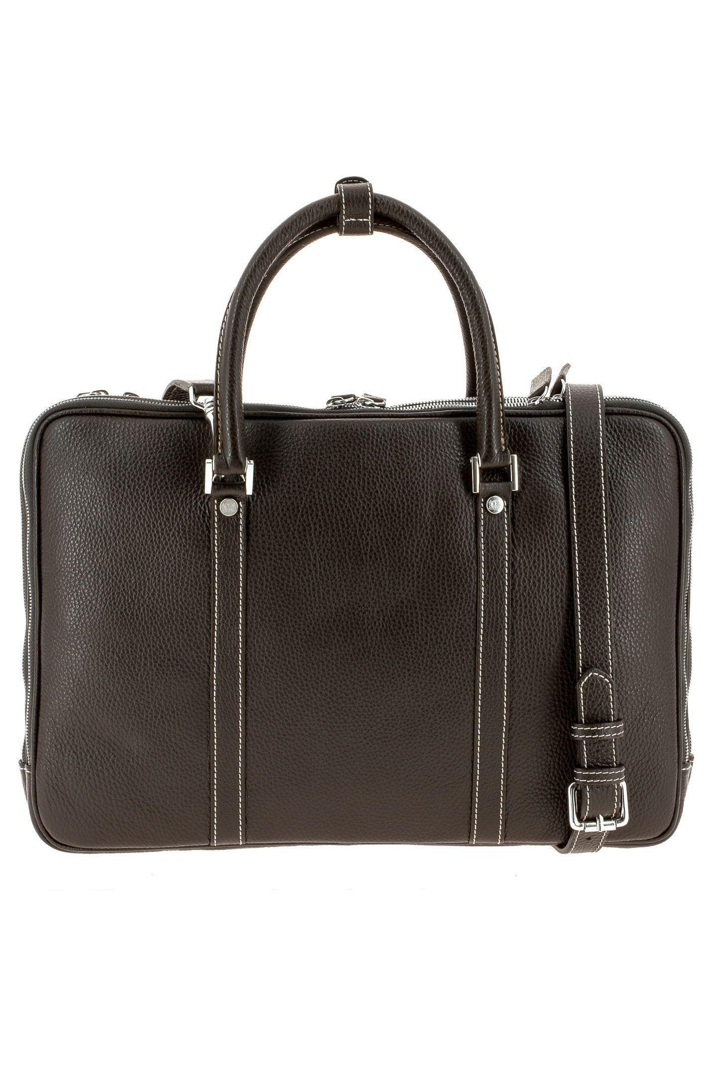 Brown Leather Laptop Bag, Dark brown, large image number 1