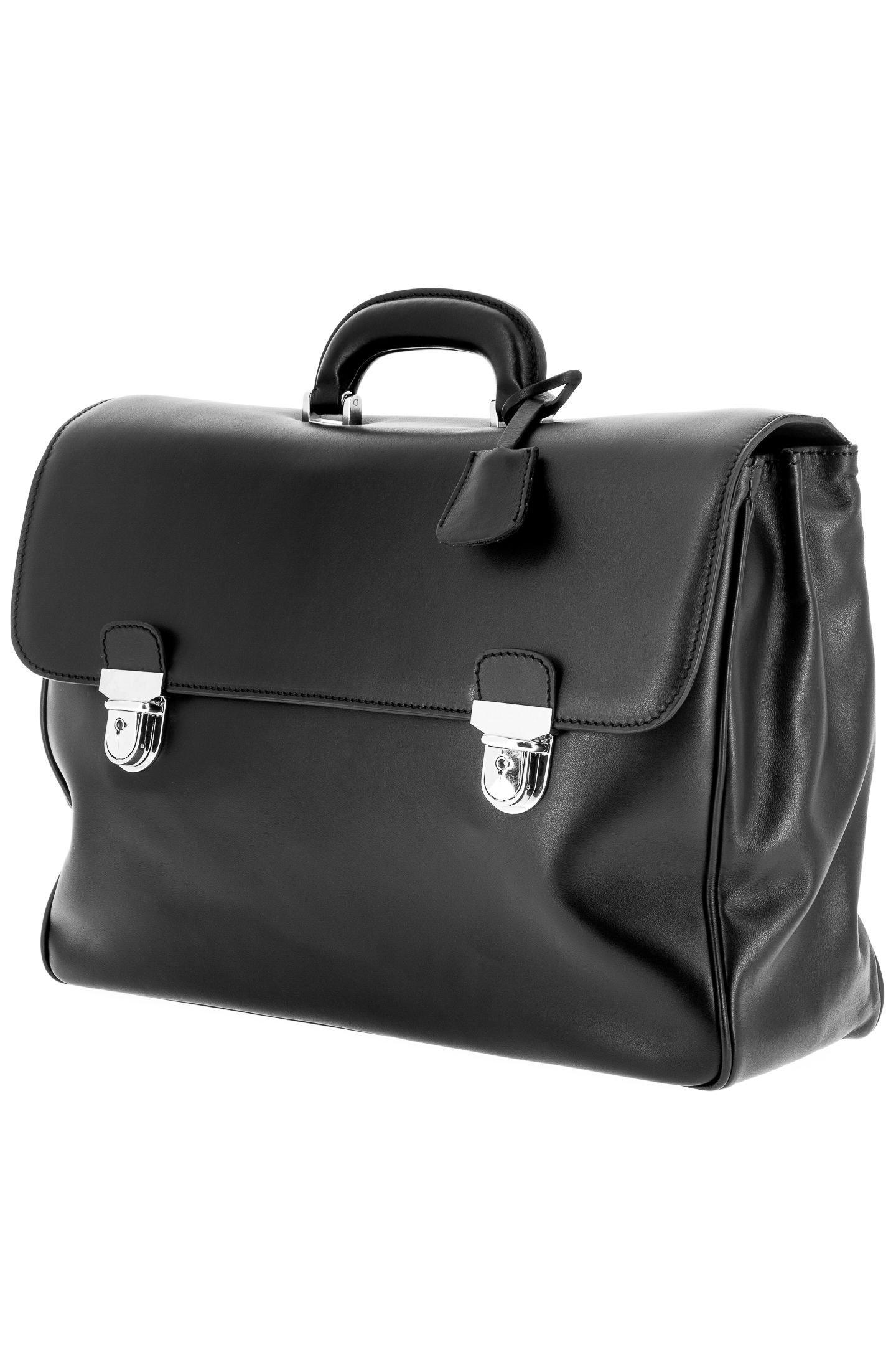 Black Soft Leather Briefcase, , medium