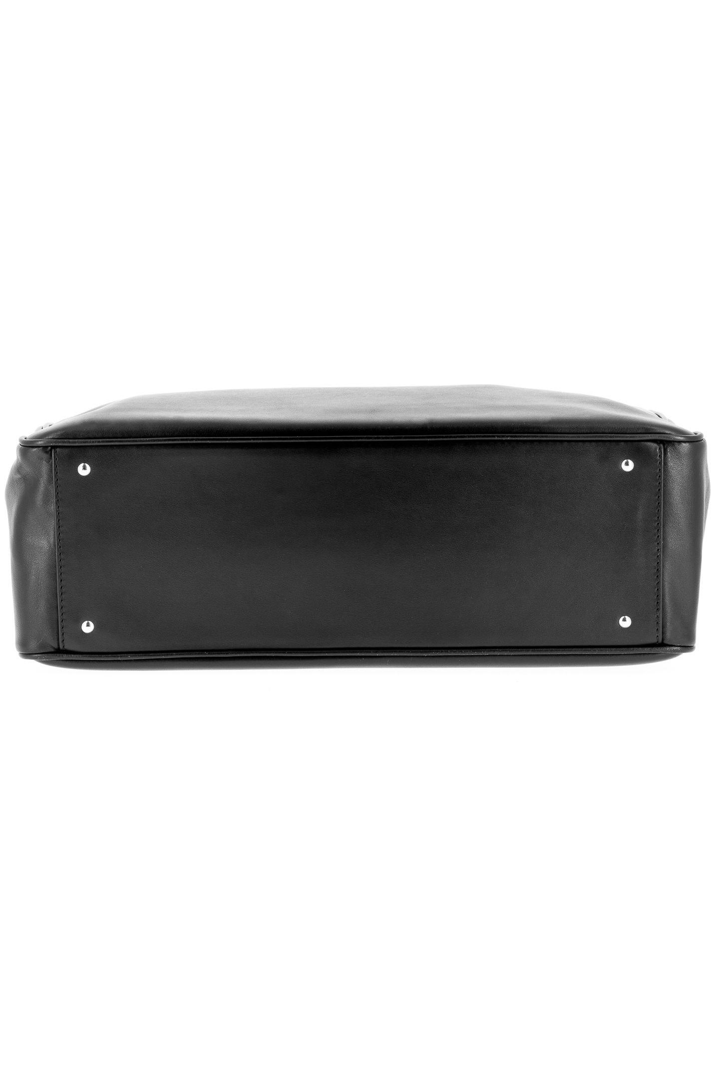 Black Soft Leather Briefcase, Black, large image number 2