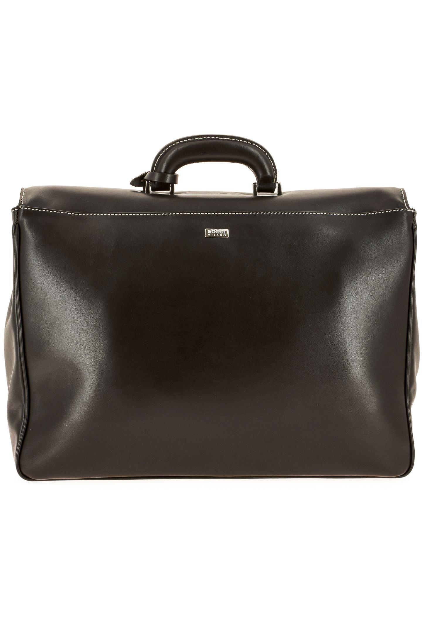 Brown Soft Leather Briefcase, Dark brown, large image number 1