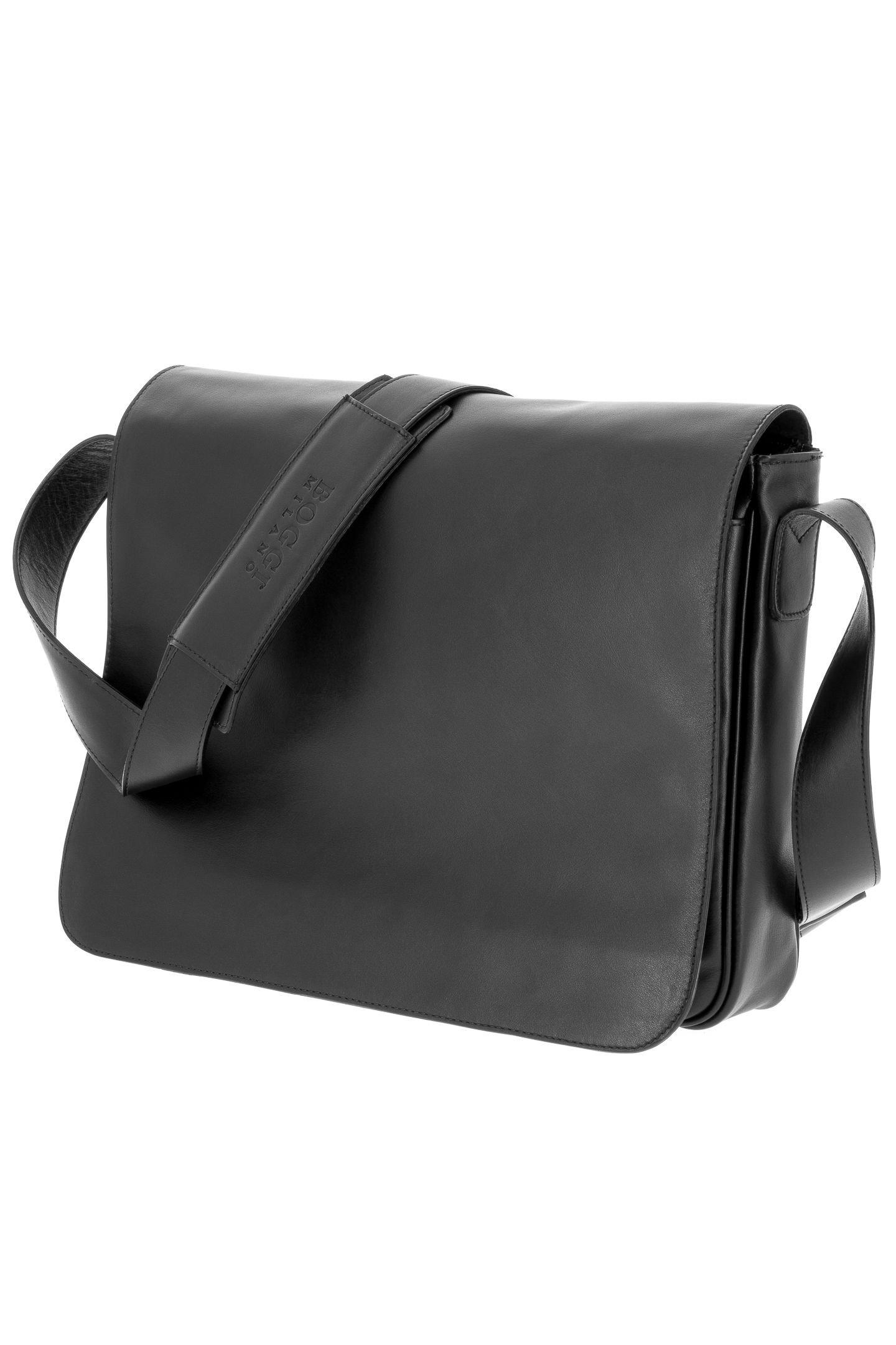 Black Soft Leather Laptop Bag, Black, large image number 0