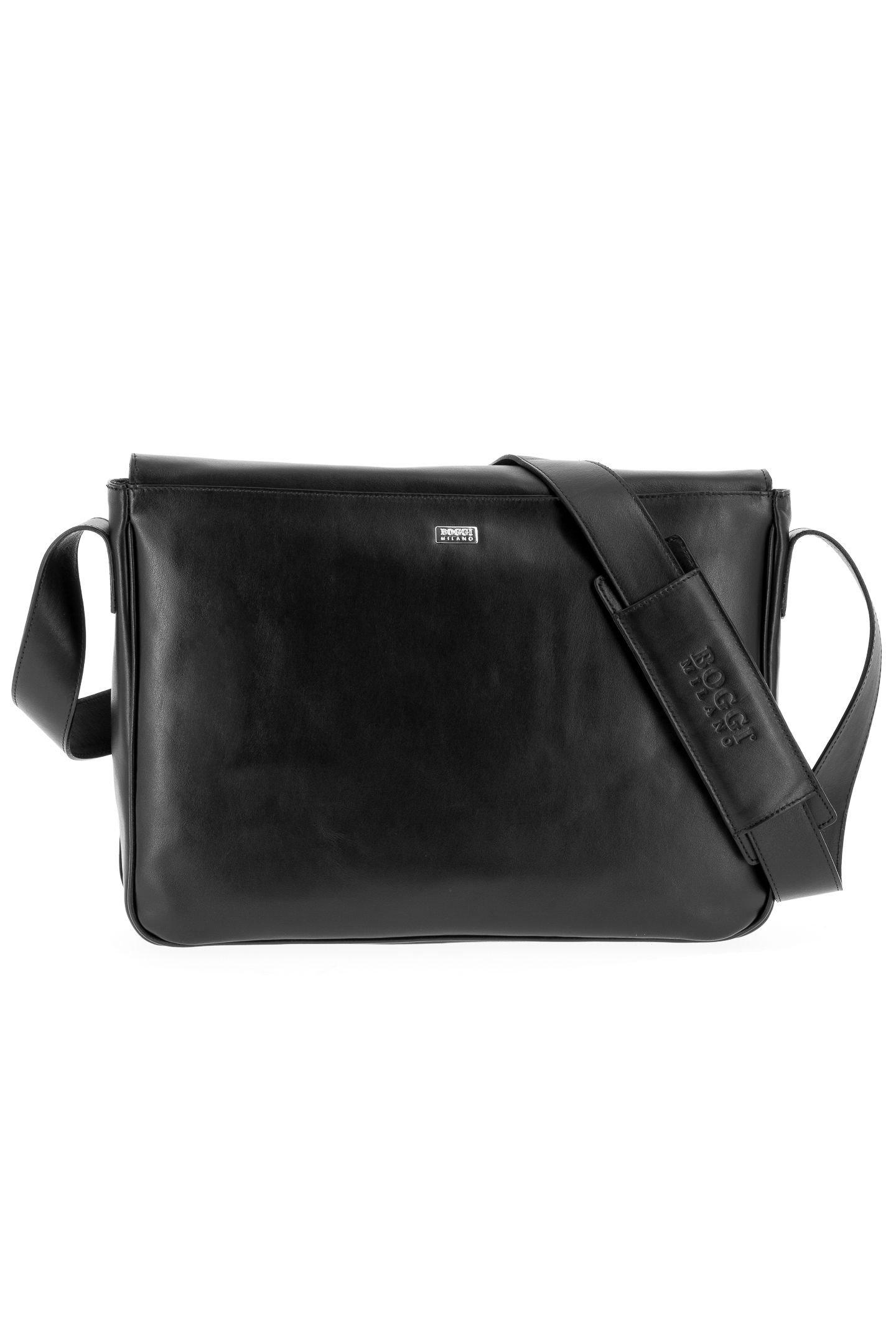 Black Soft Leather Laptop Bag, Black, large image number 1