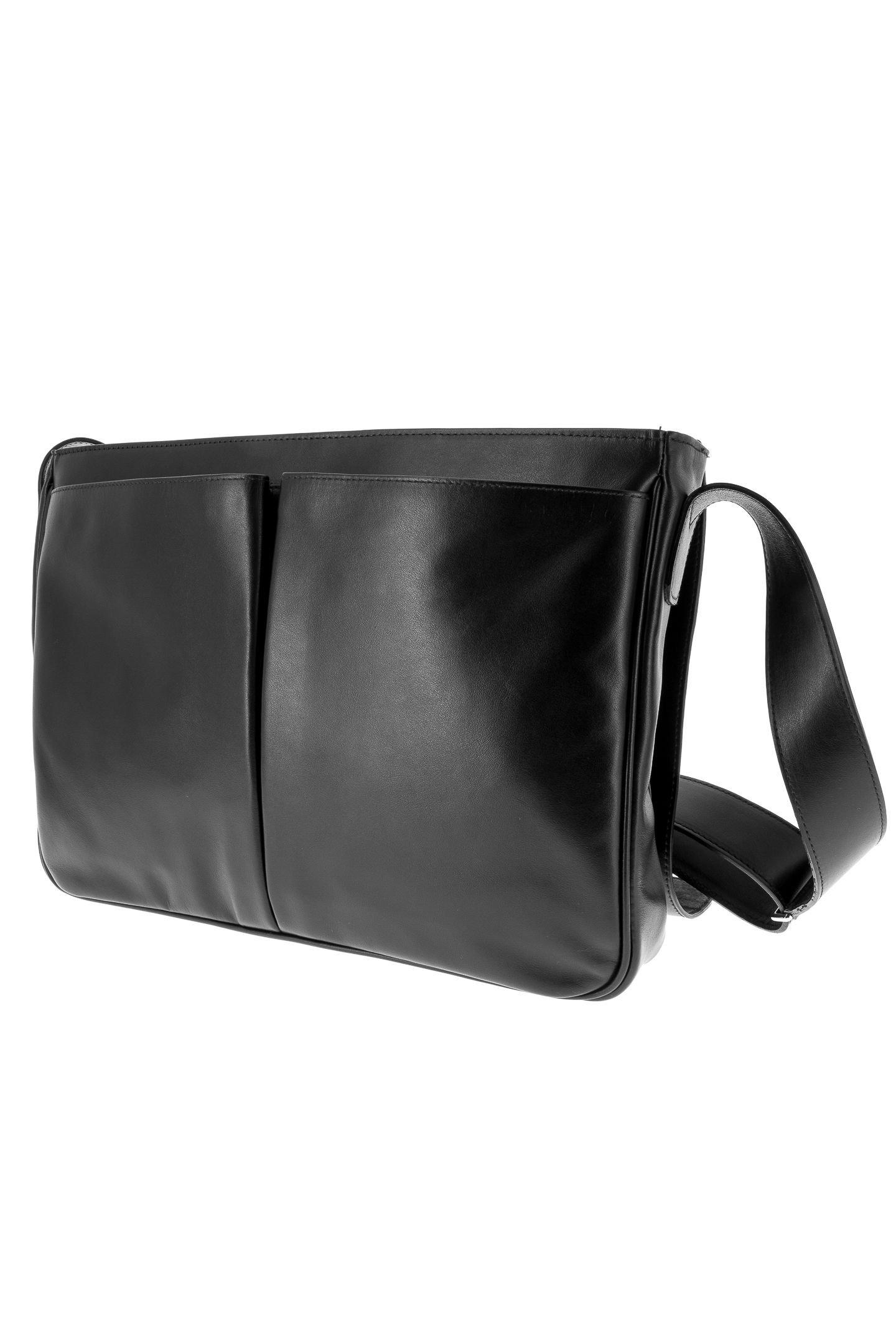 Black Soft Leather Laptop Bag, Black, large image number 2