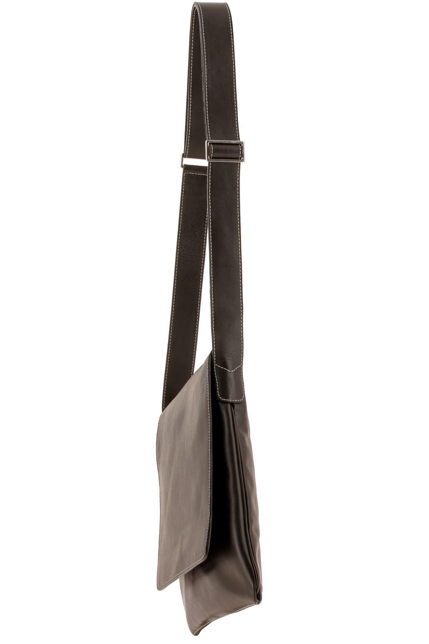 Brown Soft Leather Briefcase, Dark brown, large image number 0