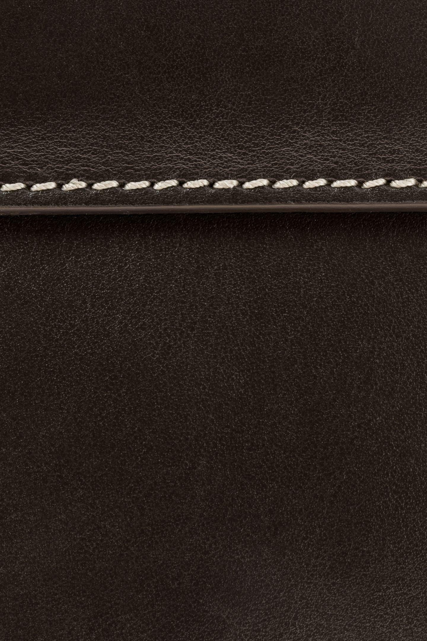 Brown Soft Leather Briefcase, Dark brown, large image number 2