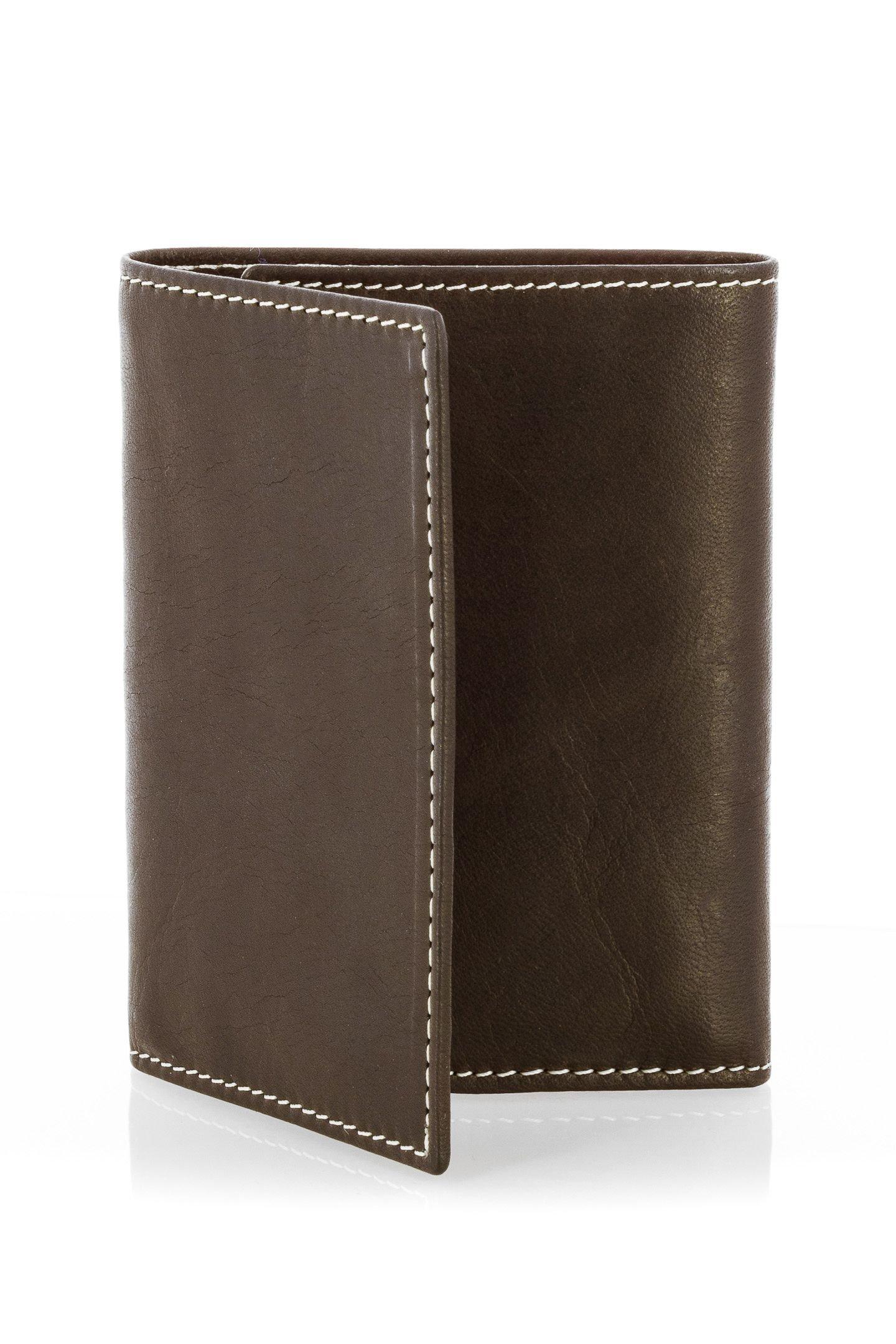 Brown Soft Leather Book Wallet, Dark brown, large image number 0