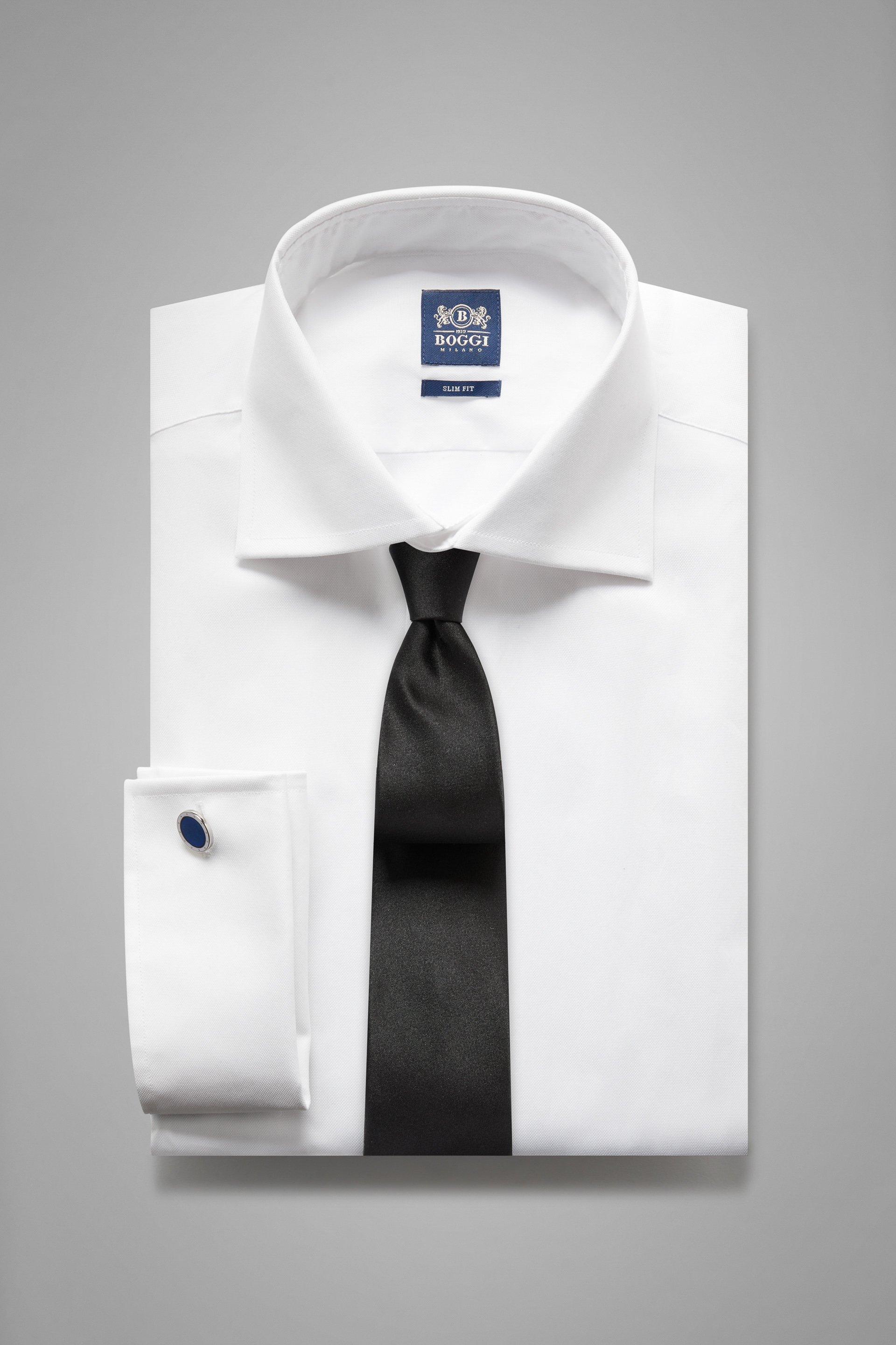 White Slim Cotton Pinspot Shirt, , medium