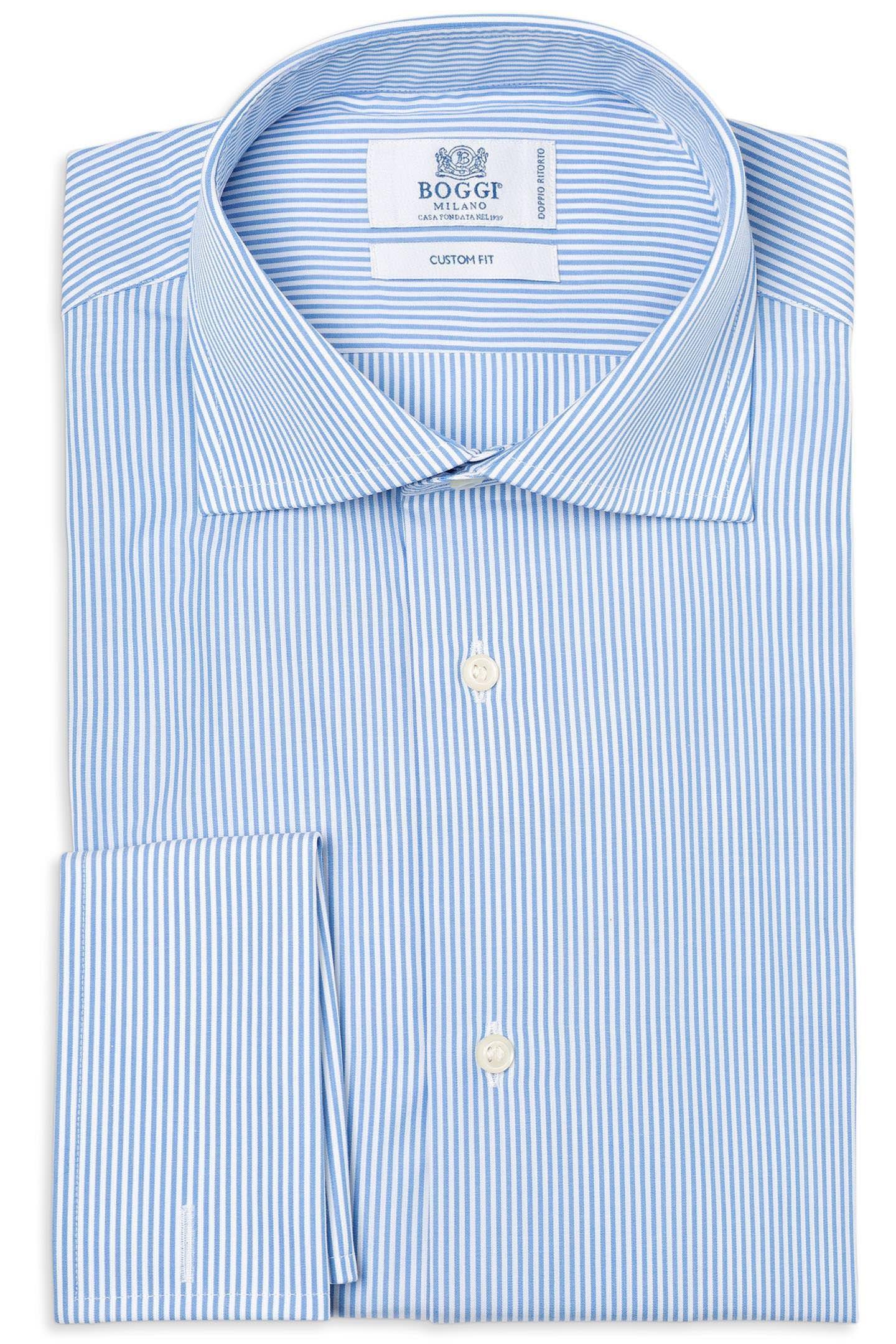Boggi Milano Blue Slim Windsor Collar Shirt | Azadea UAE