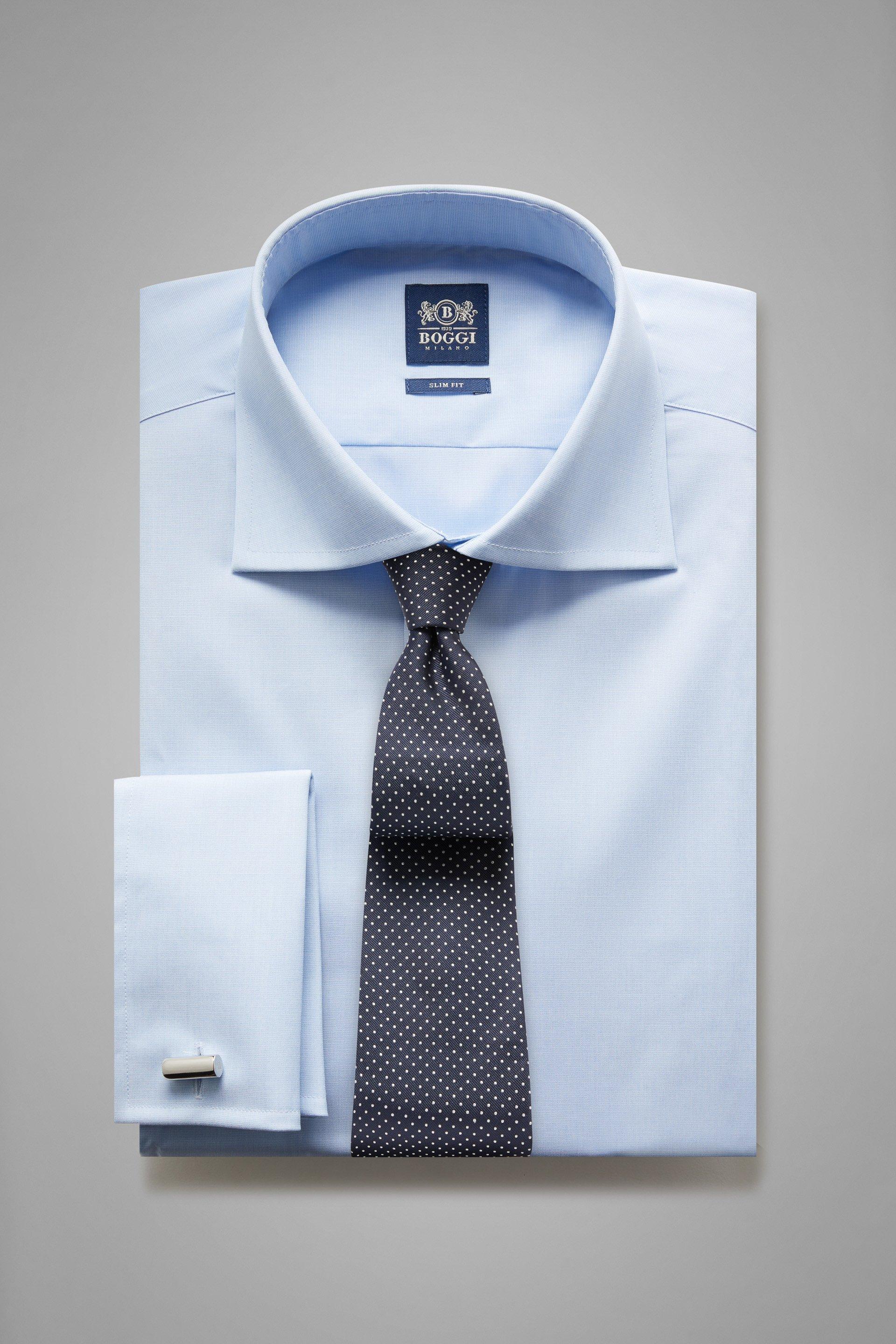 Blue Plain Tailored Formal Shirt, , large image number 0