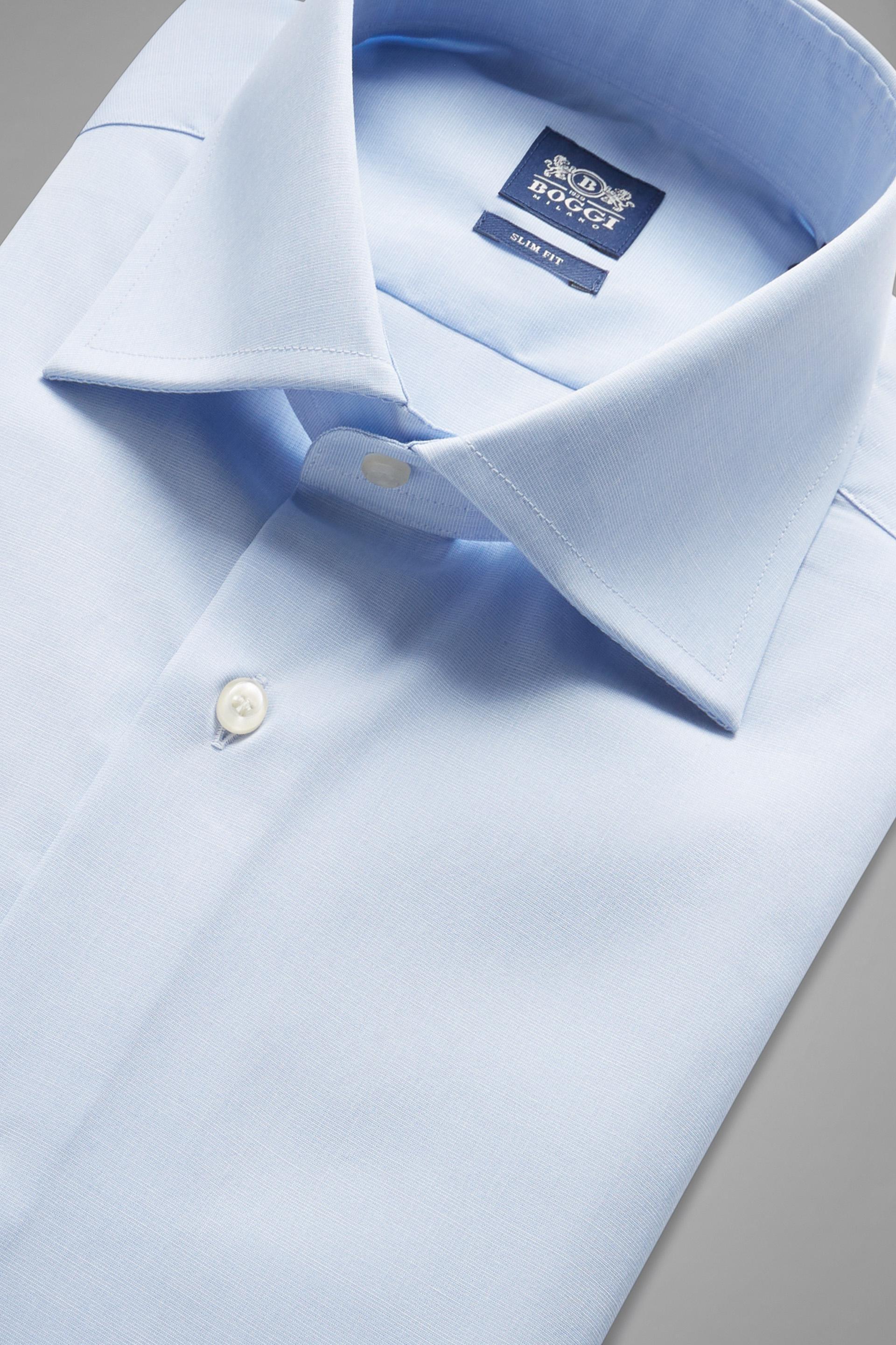 Blue Plain Tailored Formal Shirt, , large image number 1