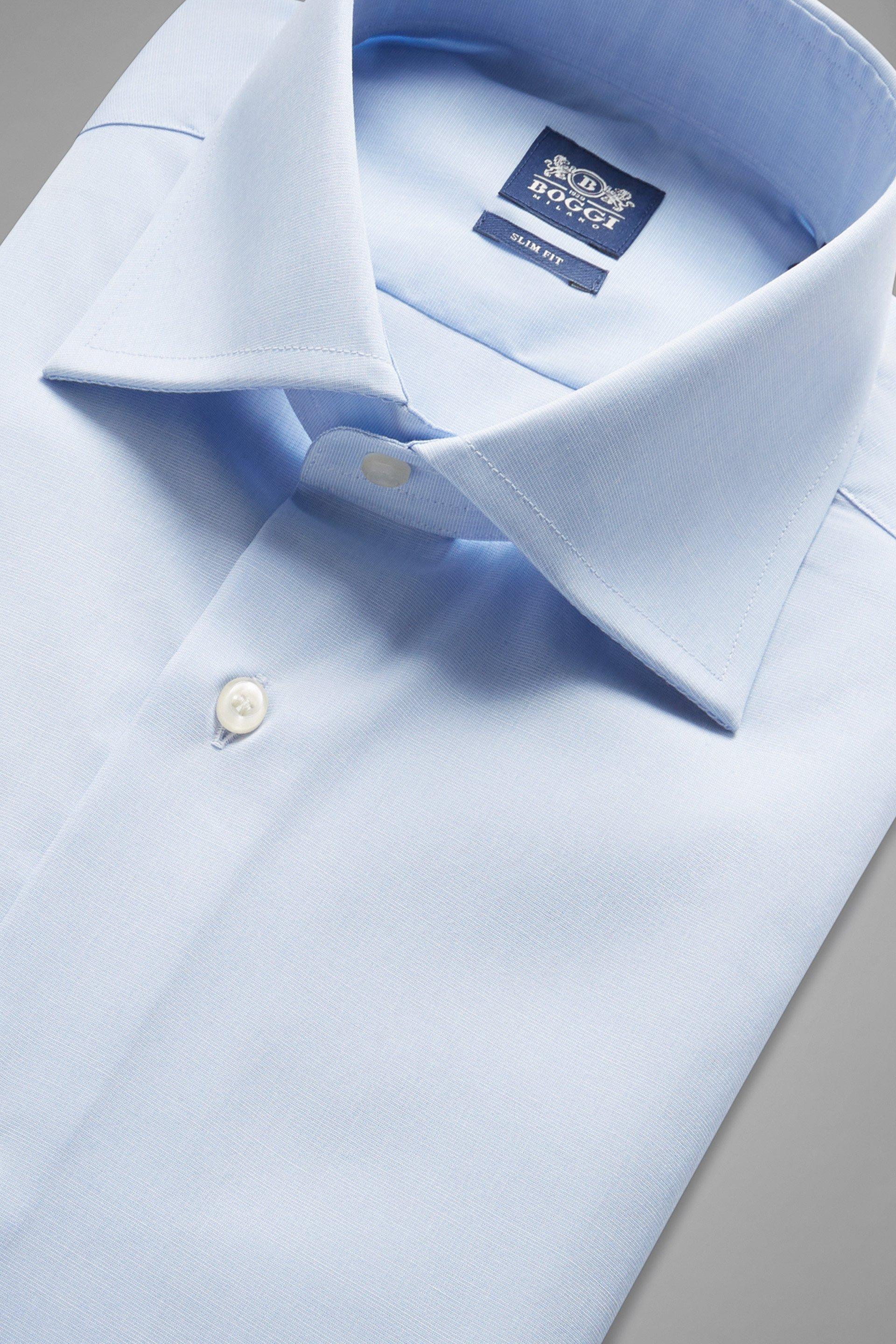 Blue Plain Tailored Formal Shirt, , large image number 6