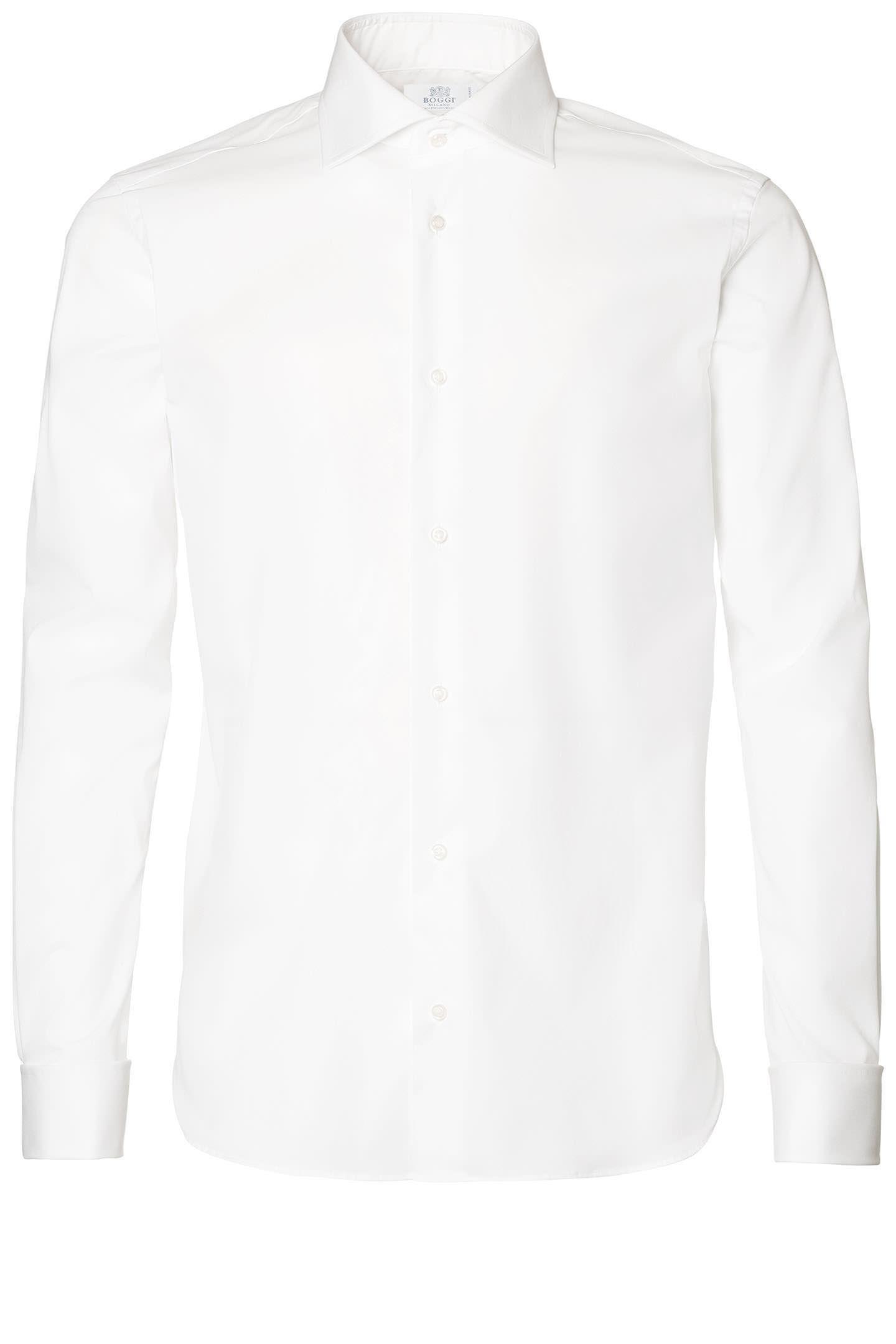 Double Cuff Two Ply Fil A Fil Stretch Easy Iron Cotton Shirt, 3901_BCO, large image number 1