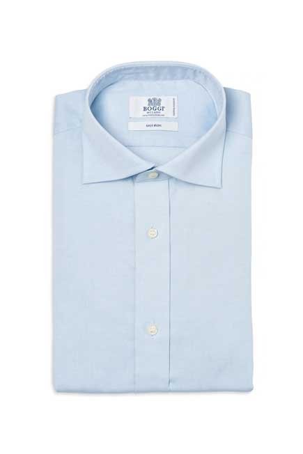 Boggi Milano - قميص قطني ذو طبقتين أزرق فاتح