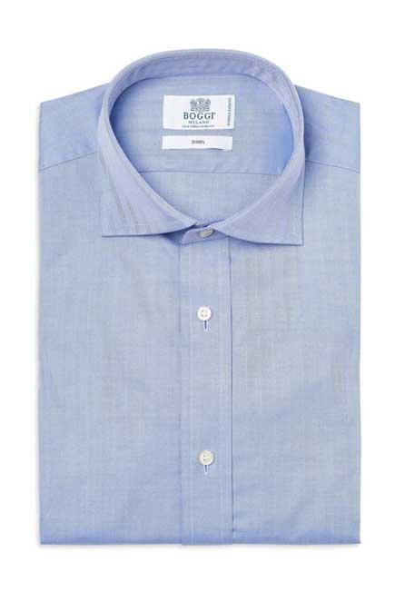Blue Two Ply Twill Cotton Shirt, , large image number 0