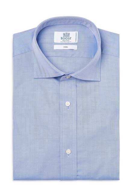 Boggi Milano - Blue Two Ply Twill Cotton Shirt