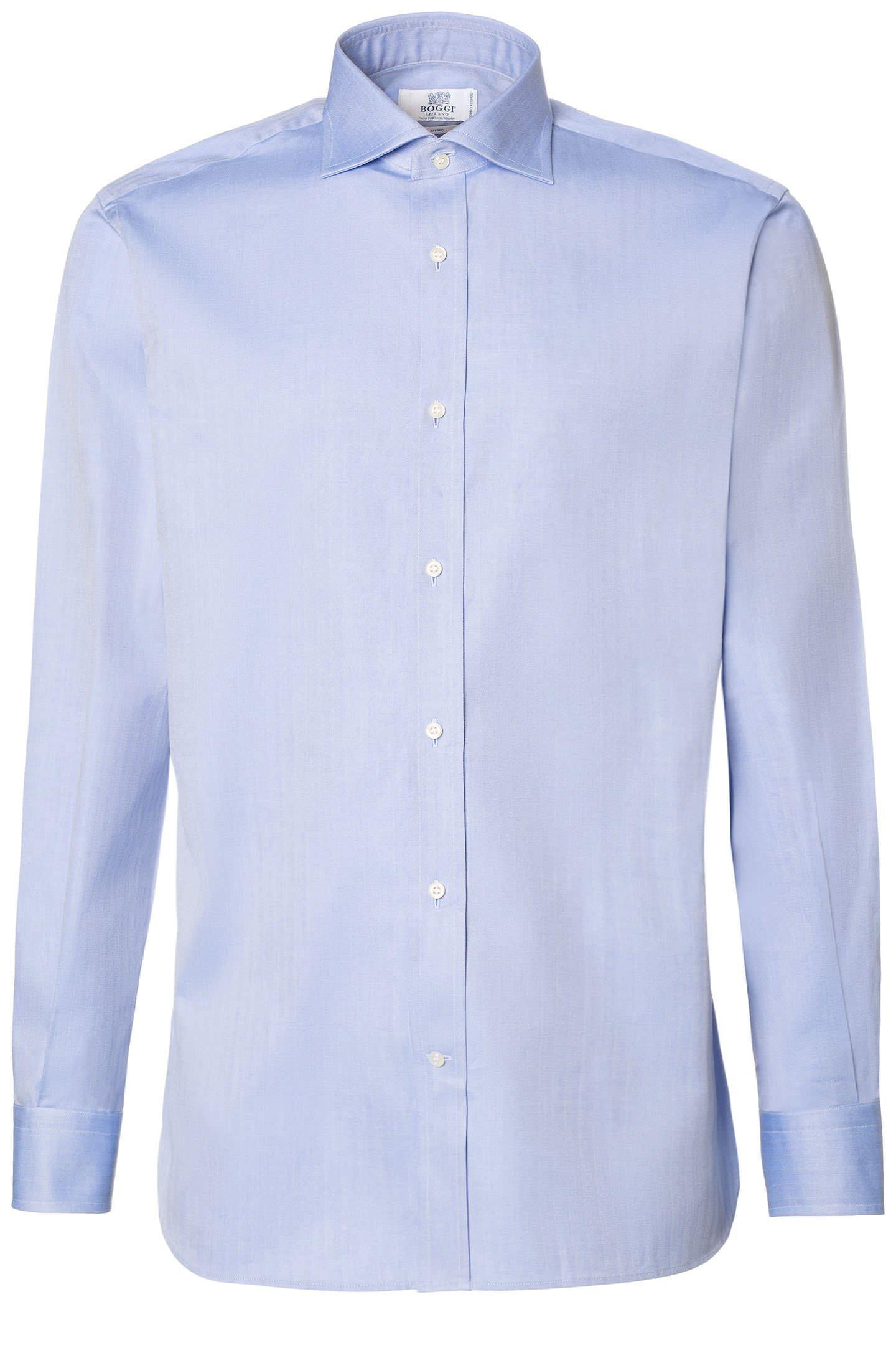 Blue Two Ply Twill Cotton Shirt, , large image number 1