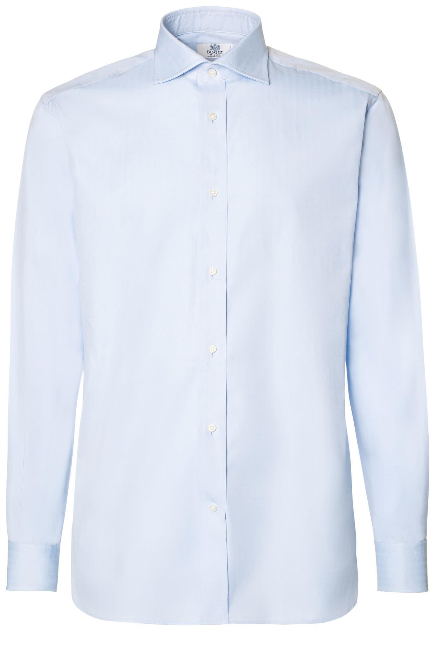 Blue Two Ply Twill Cotton Shirt, , large image number 1