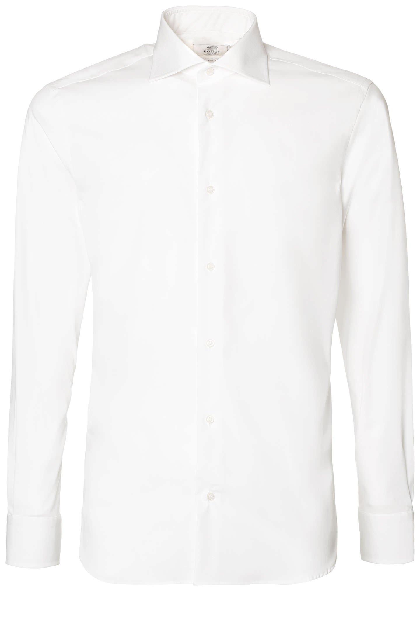Boggi Milano - قميص قطن مطاطي مع أكمام ذو طبقتين أبيض