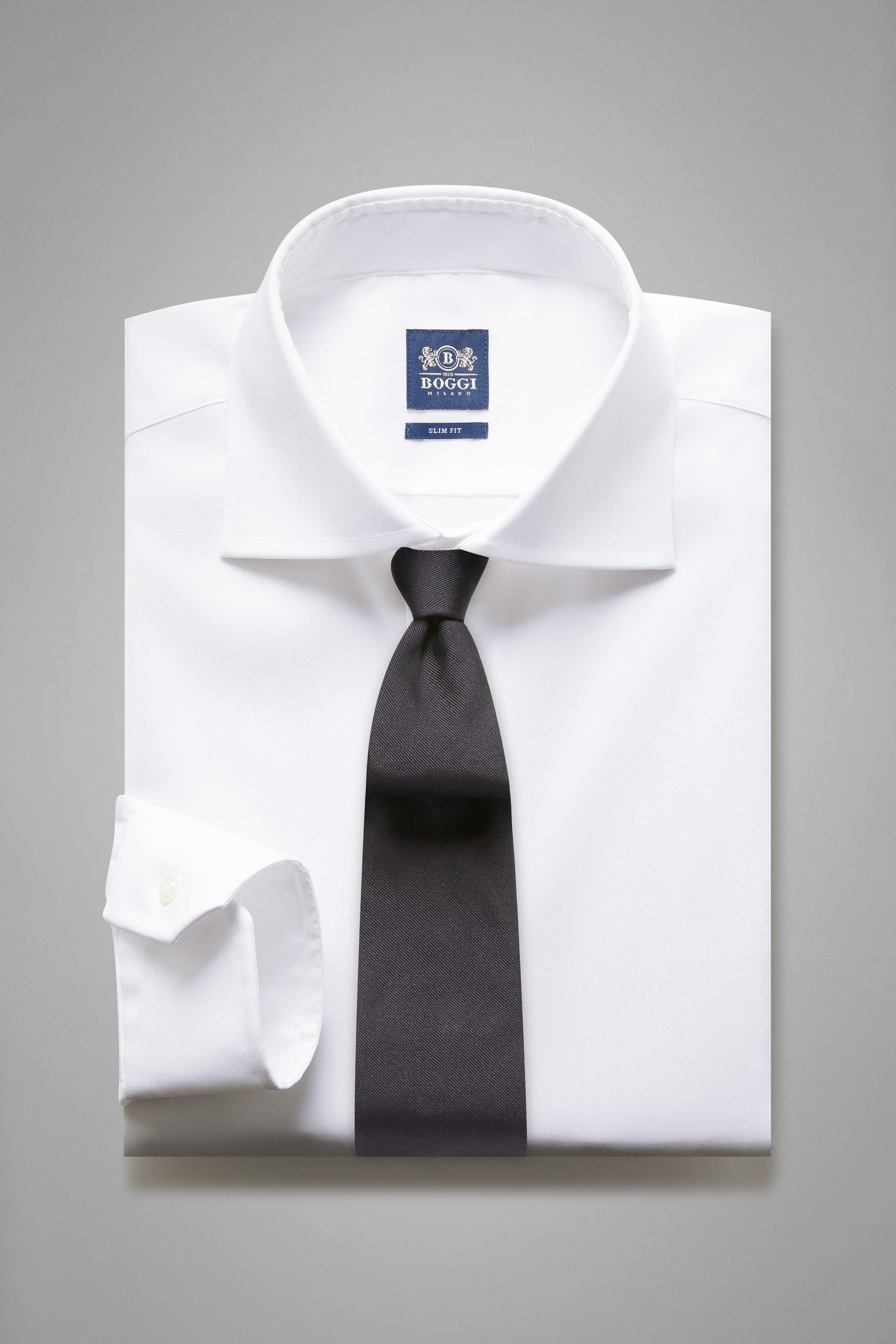 White Slim Stretch Cotton Shirt, , large image number 0