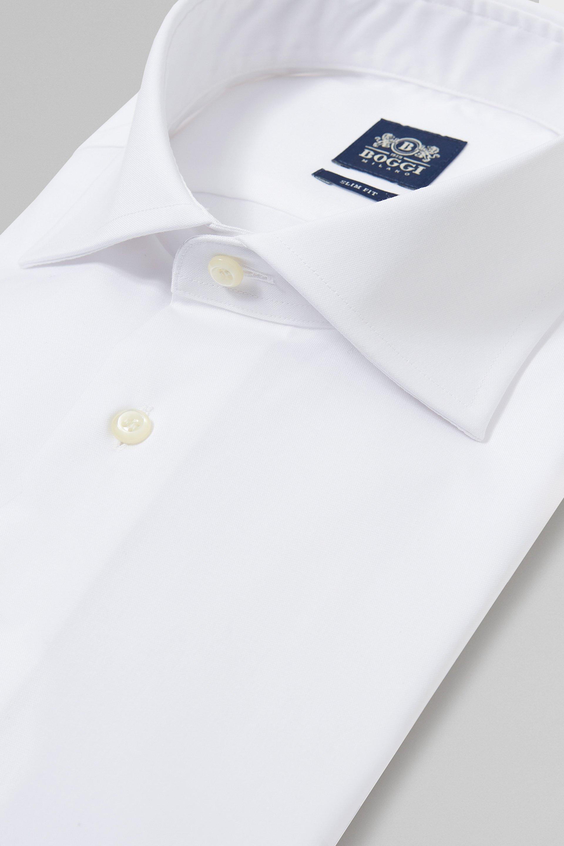 White Slim Fit Stretch Cotton Shirt, White, large image number 8