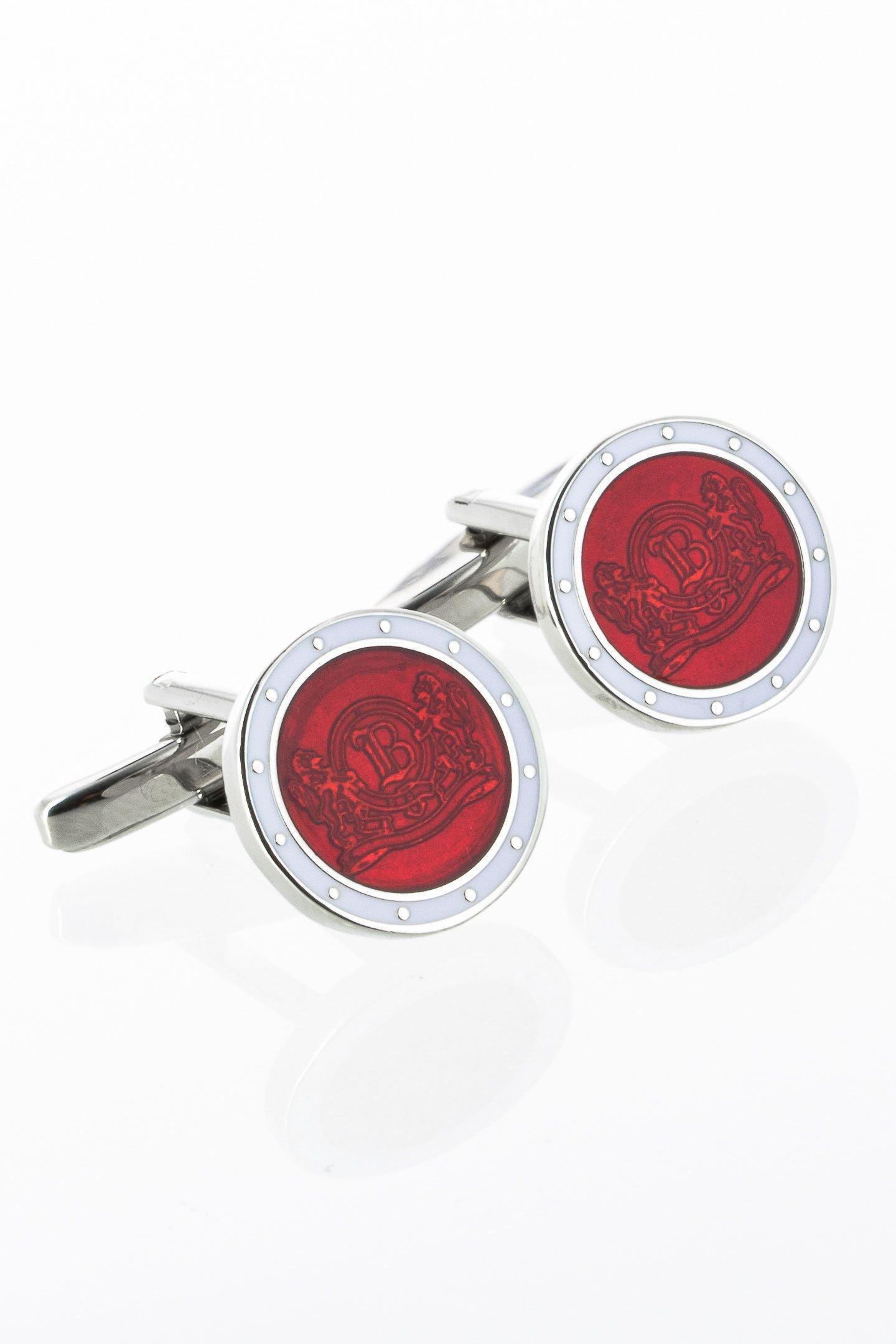 Circular Logo Cufflinks Red, Red, large image number 1