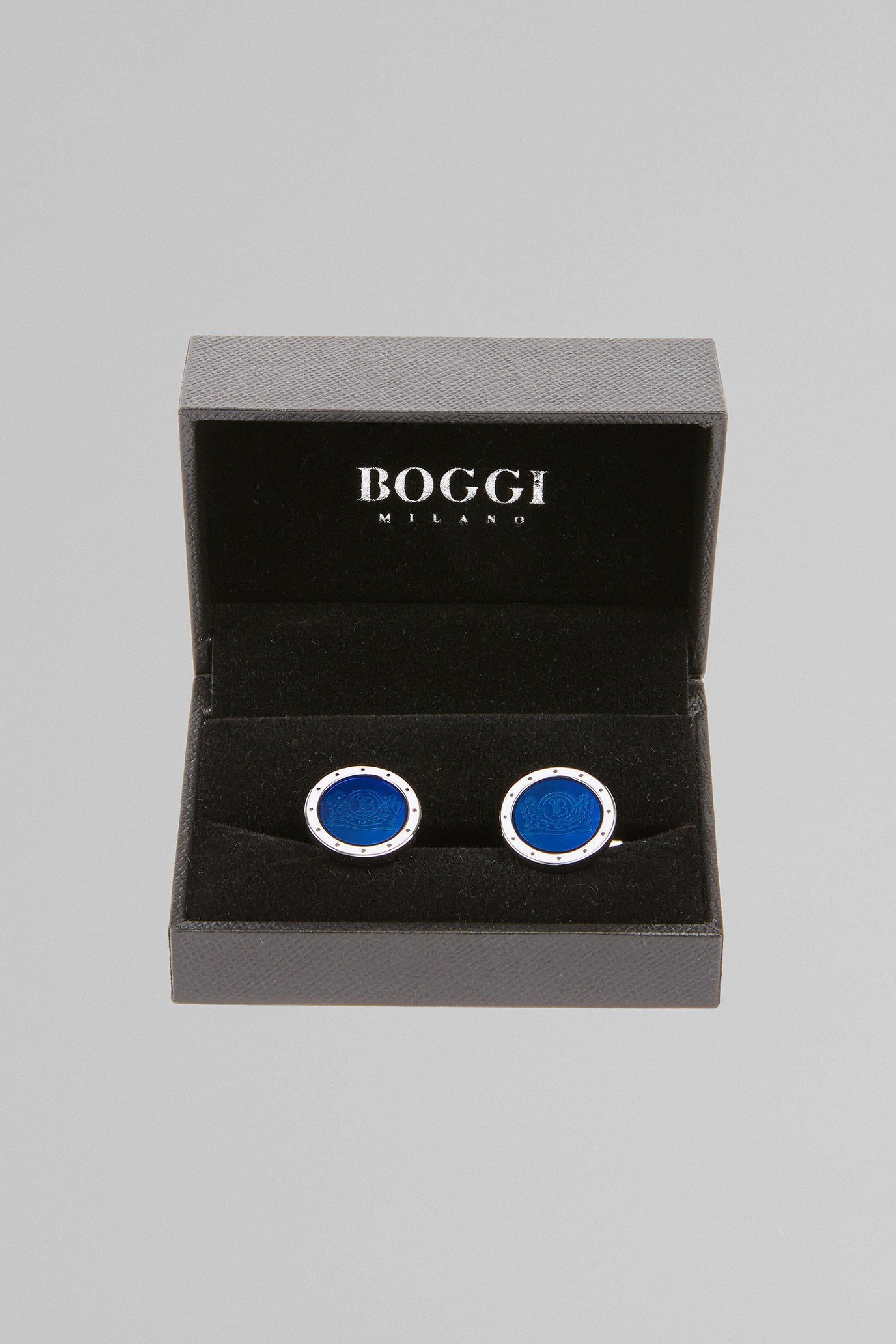 Blue Logo Cufflinks, Blue, medium