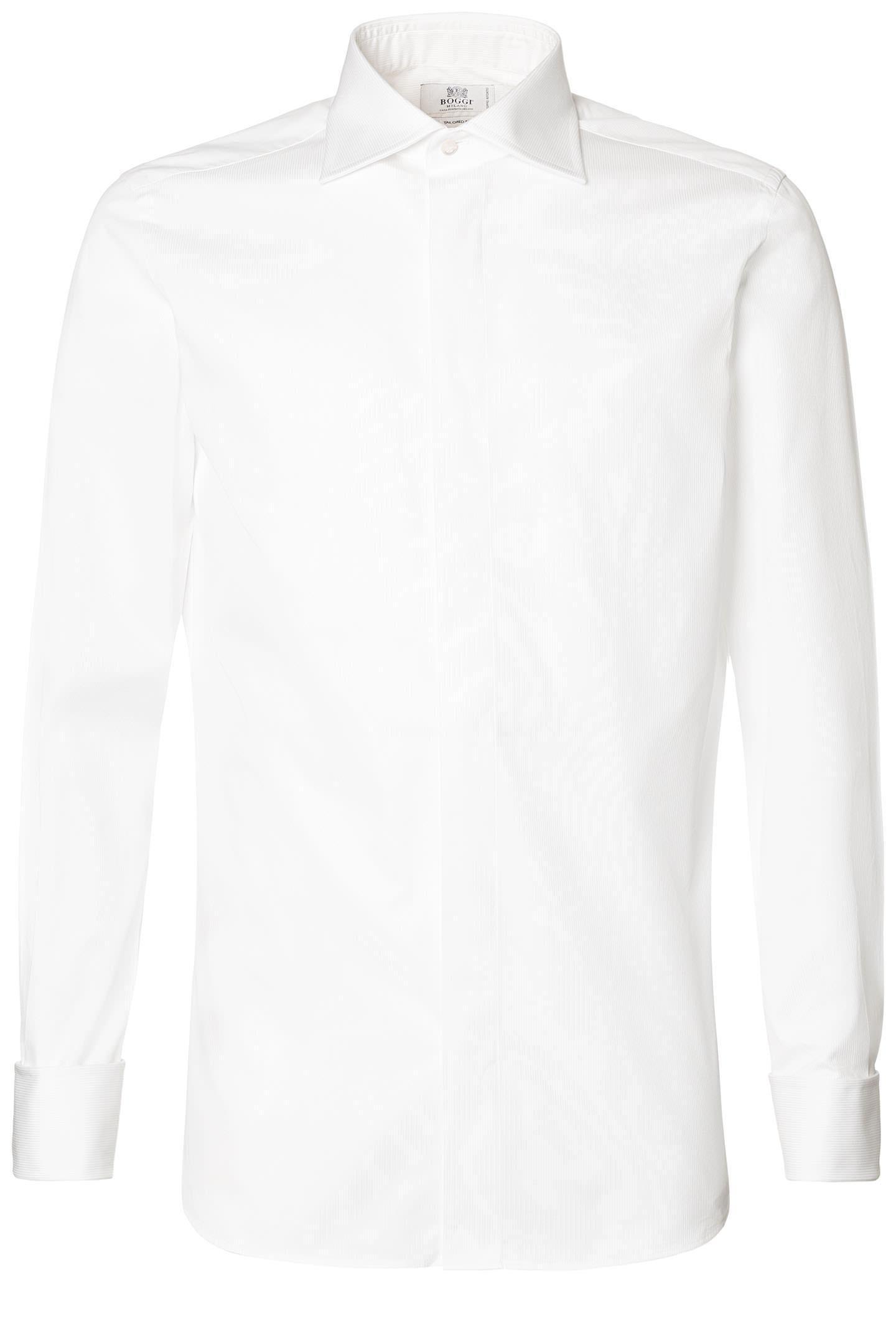 Boggi Milano - قميص تكسيدو قطن سليم أبيض