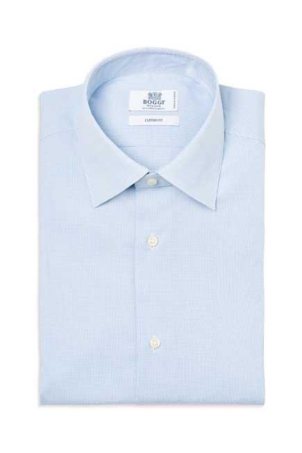 Blue Poplin Classic Collar Stretch Shirt, , large image number 0