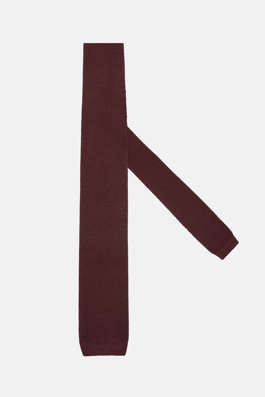 Burgundy Knitted Tie, Burgundy, large image number 0