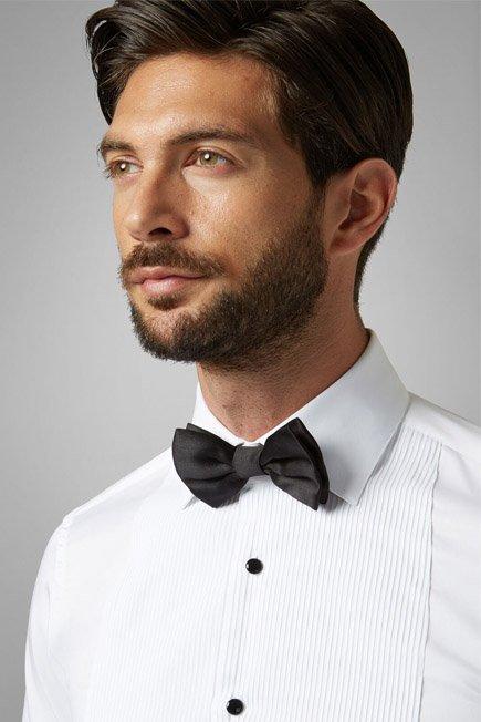 Black Knotted Silk Bow Tie, Black, large image number 0