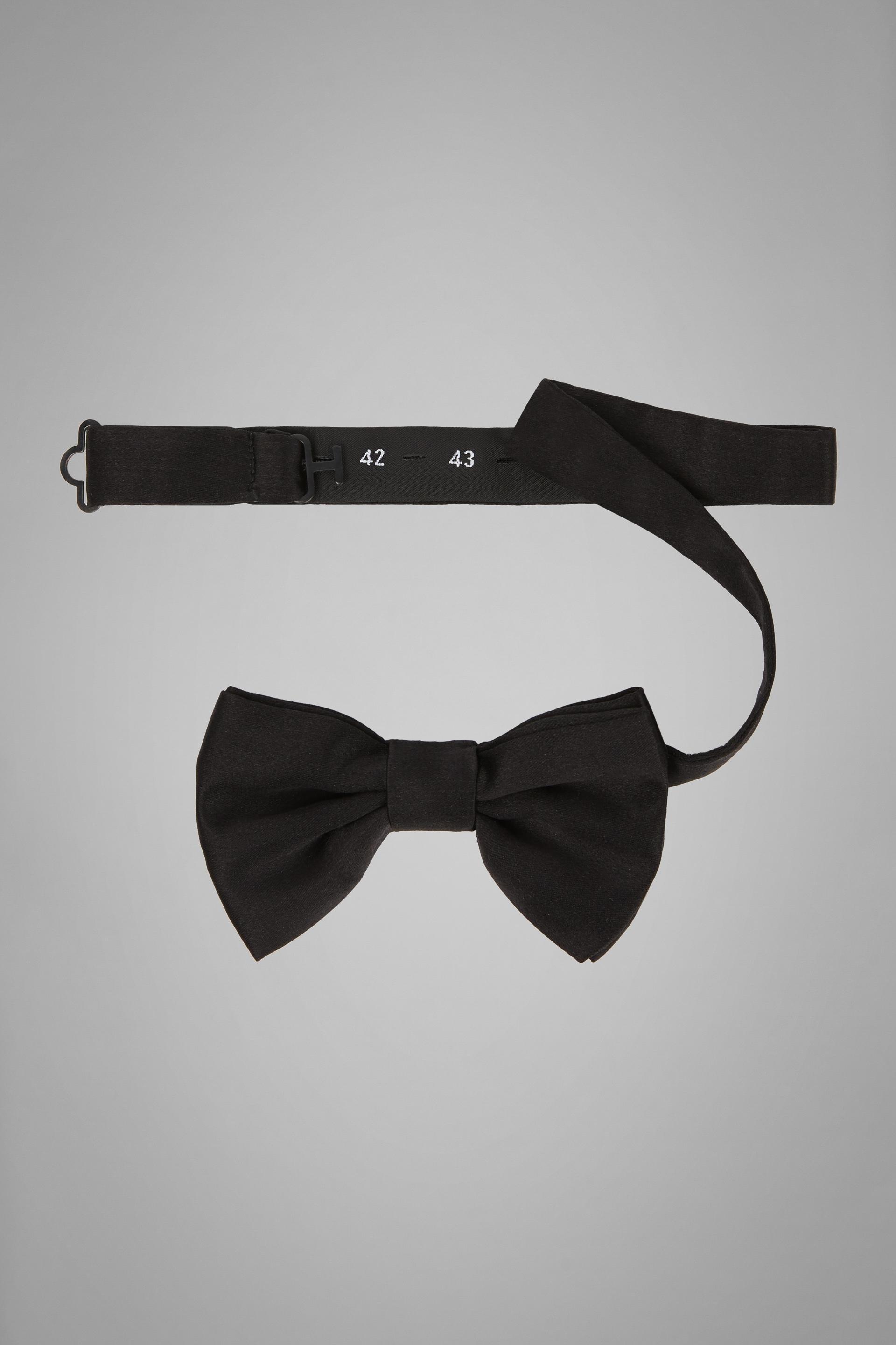 Black Knotted Silk Bow Tie, Black, large image number 1