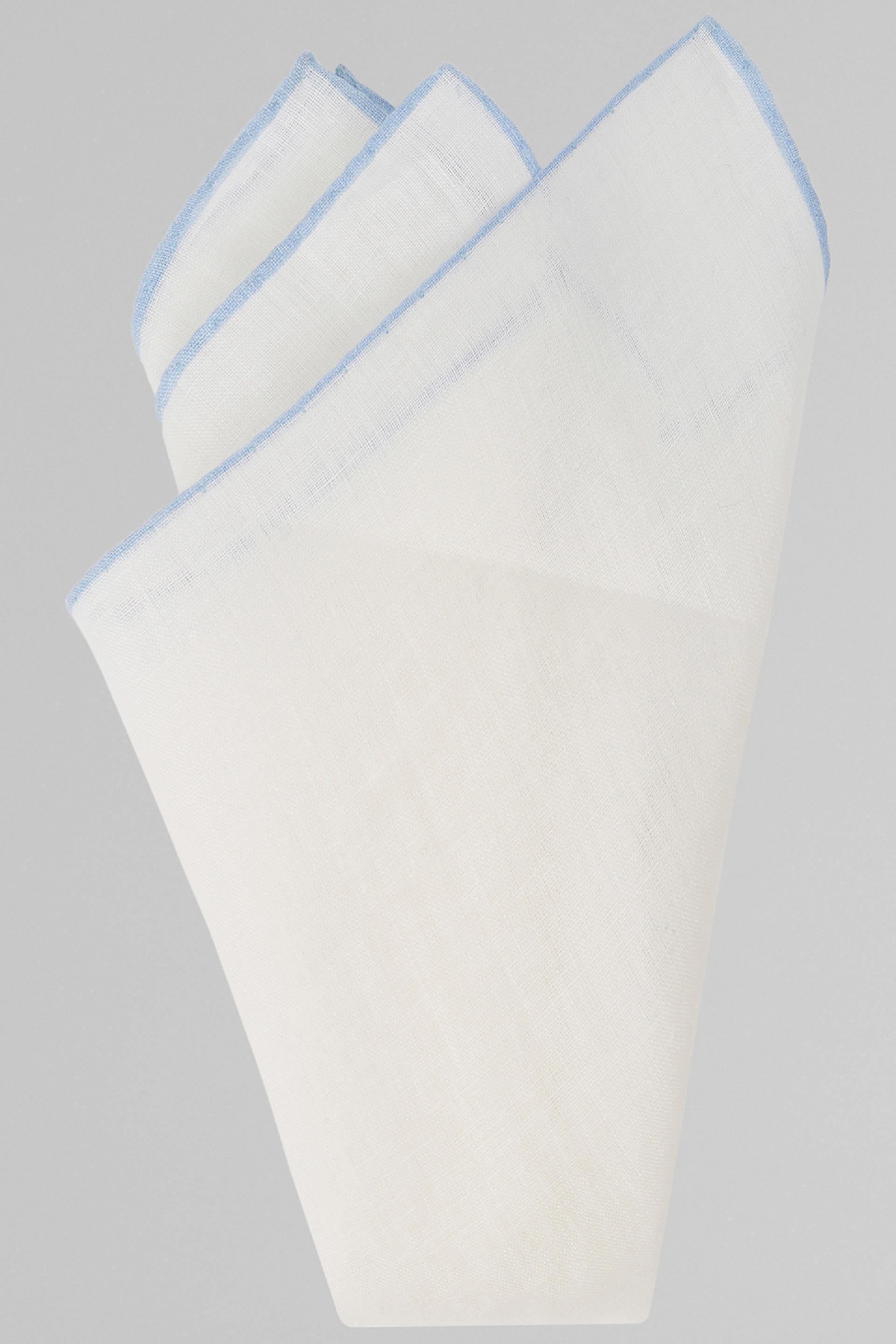 منديل من الكتان أبيض وأزرق ال�?اتح, White - Light blue, large image number 1