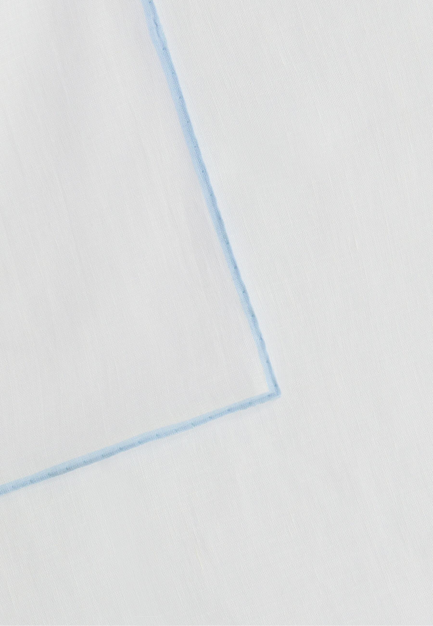 Linen Pocket Square with Contrasting Piping, White - Light Blue, White - Light blue, large image number 1