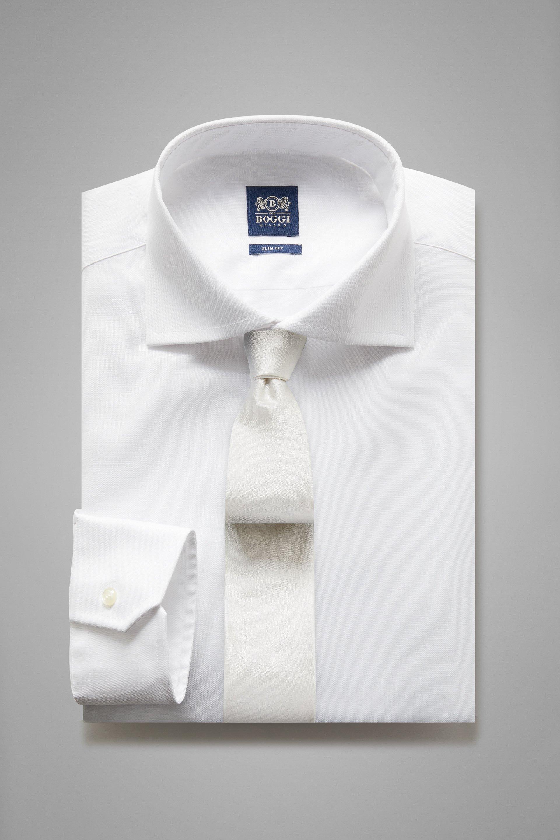 White Slim Cotton Pinspot Shirt, , large image number 0