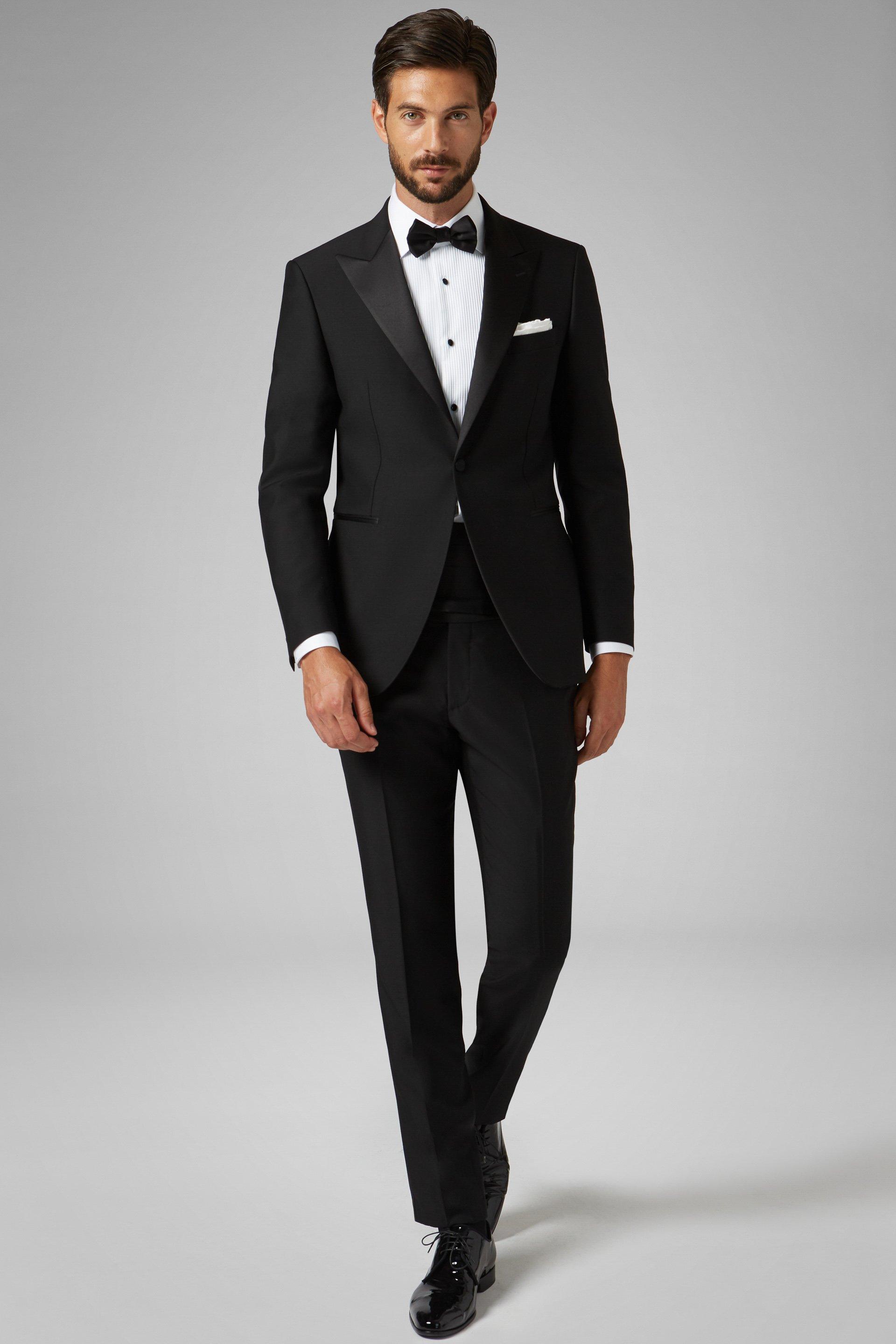 Black Peak Lapels Slim Tuxedo, , medium