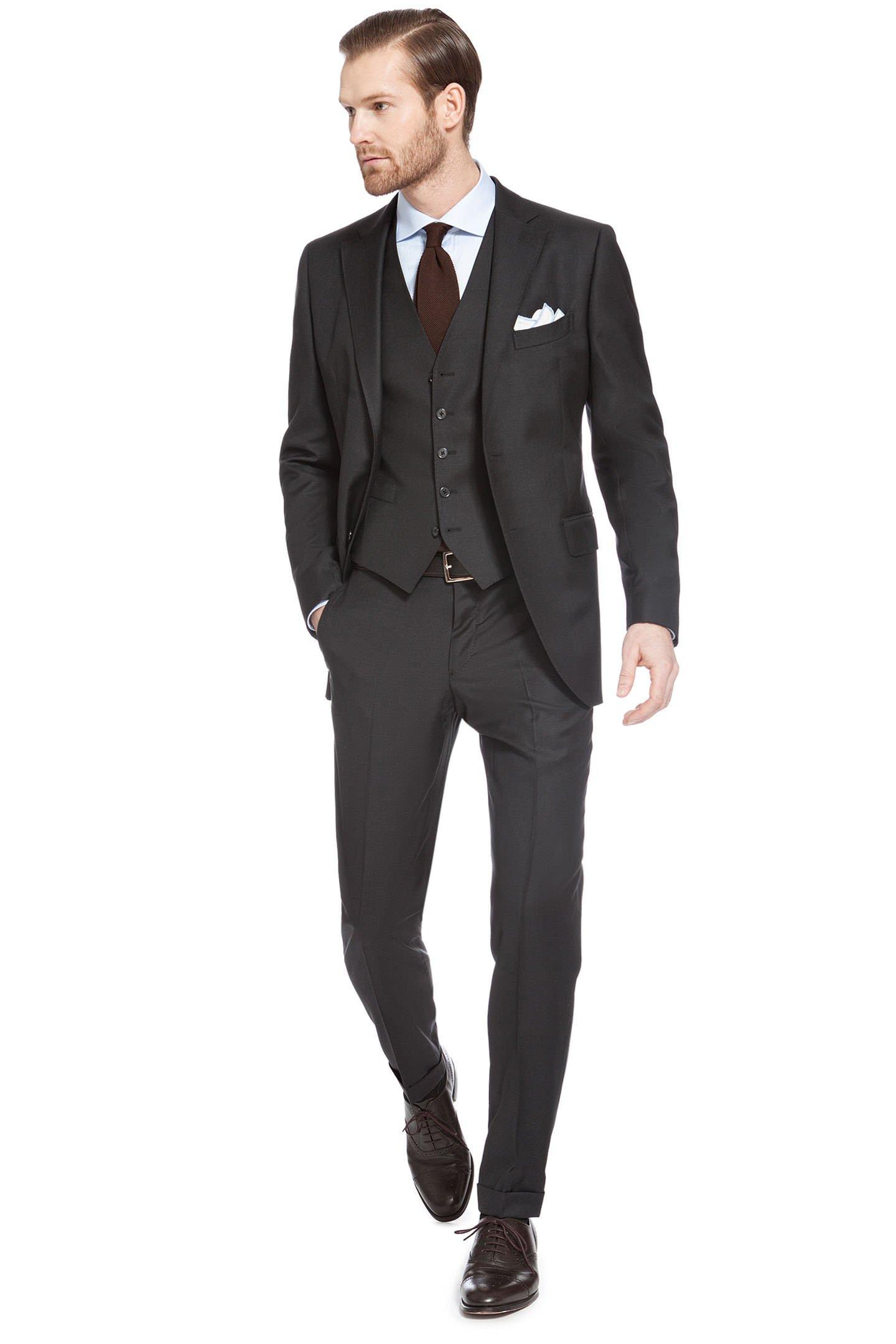Grey Super 130 Wool Suit, , large image number 0