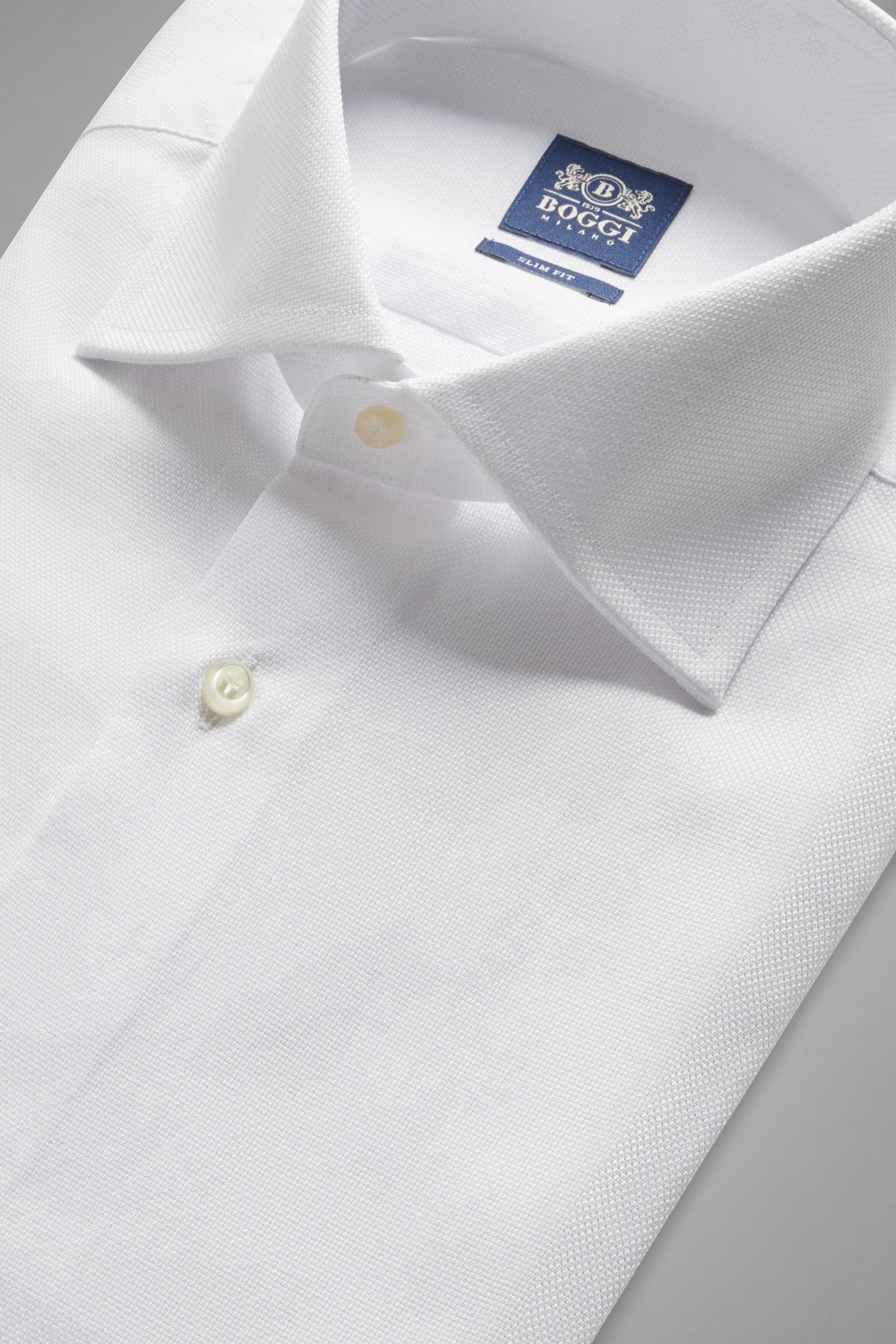 White Slim Cotton Dobby Shirt, , large image number 1