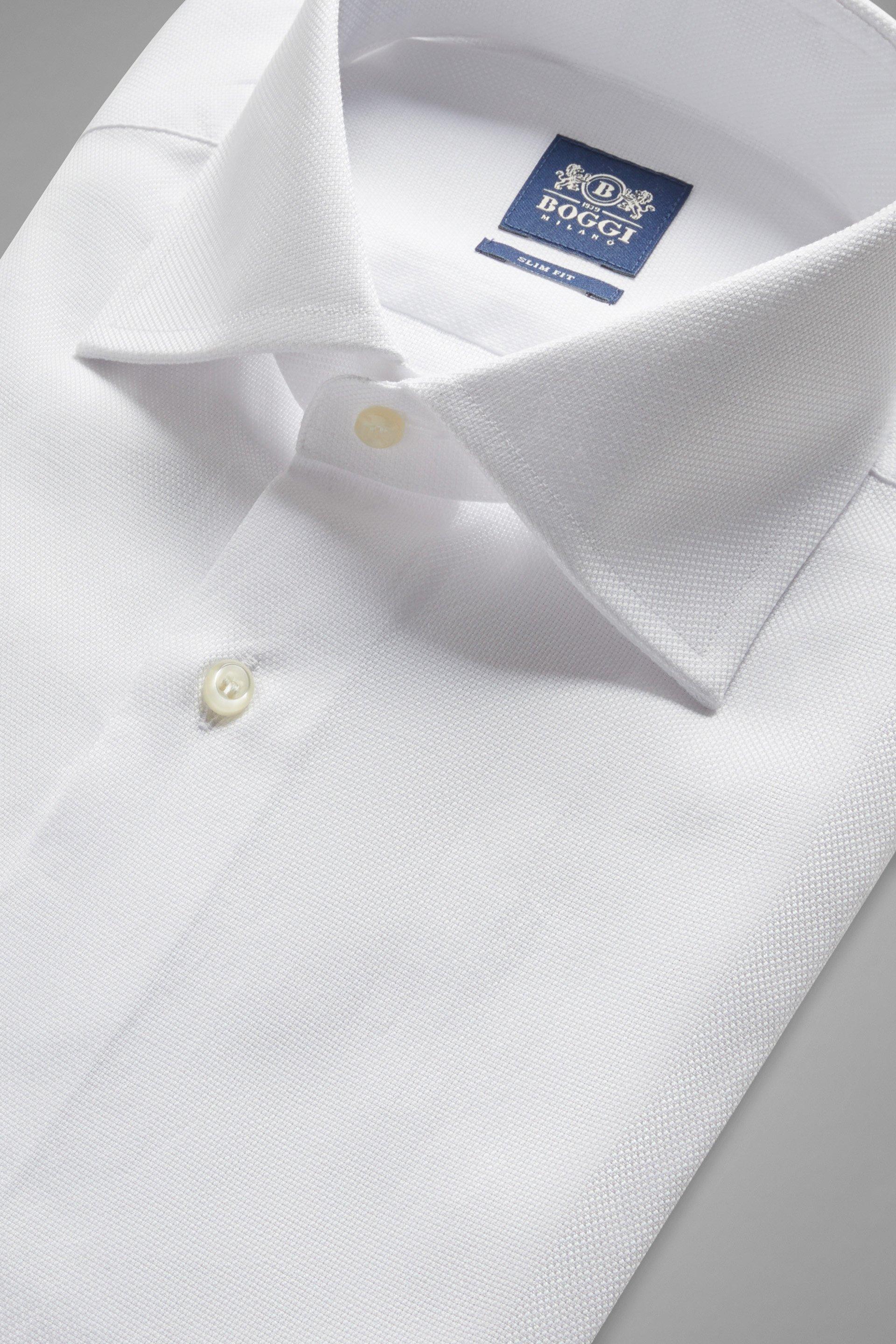 White Slim Cotton Dobby Shirt, , large image number 4
