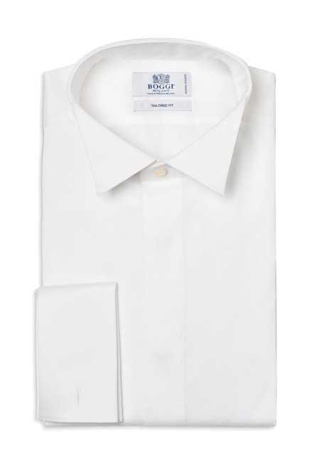 White Wingtip Collar Tailored Tuxedo Shirt, , large image number 0