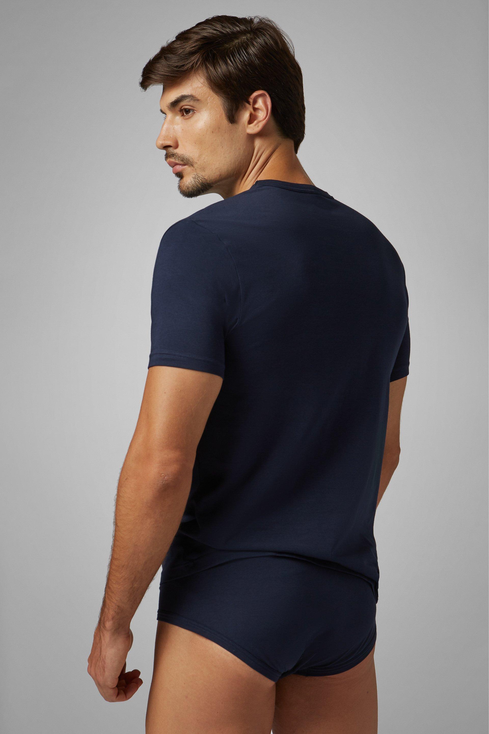 T-Shirt in Stretch Cotton Jersey, Navy, Navy blue, large image number 6